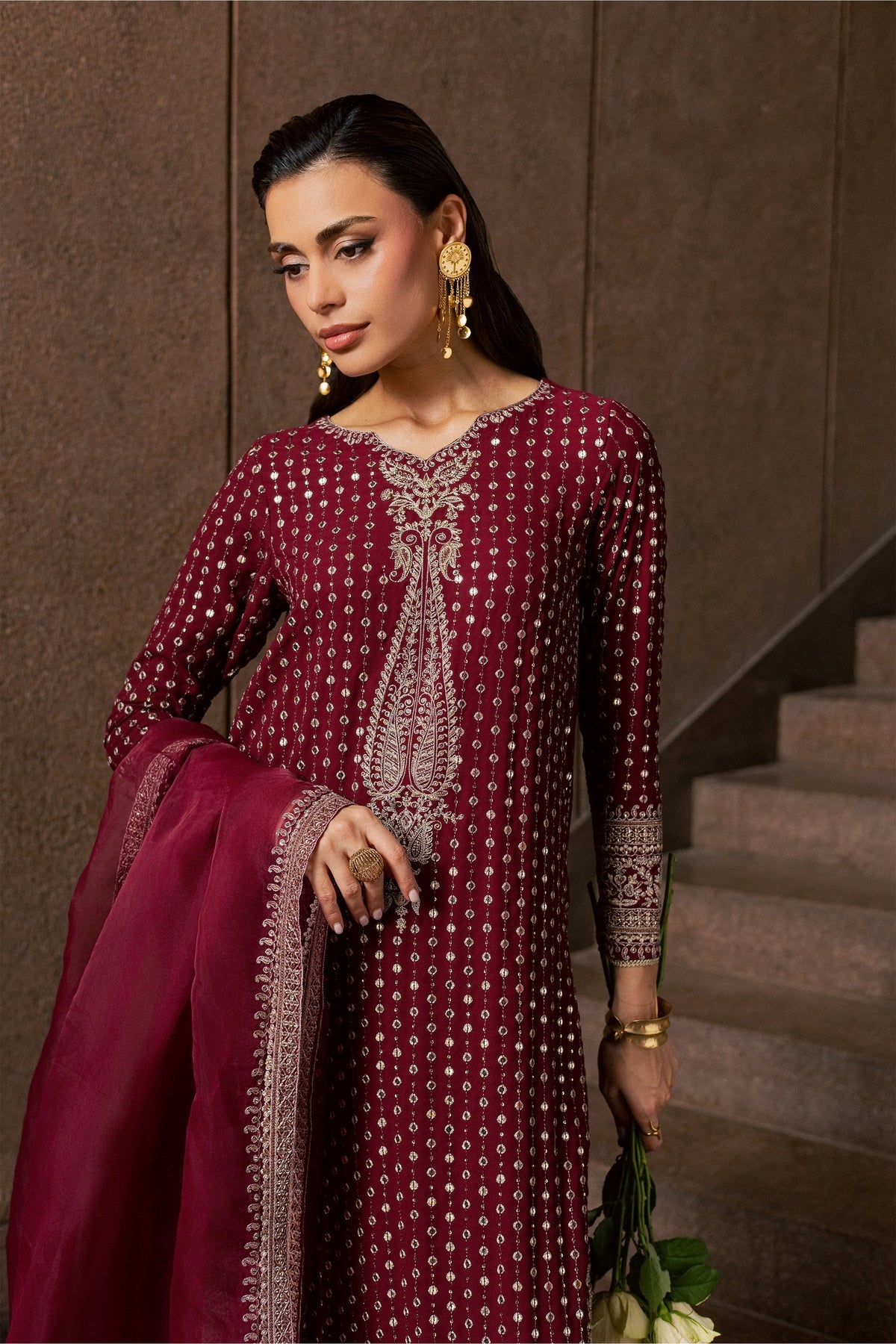 Maroon Raqs 3Pc - Festive Luxe Pret