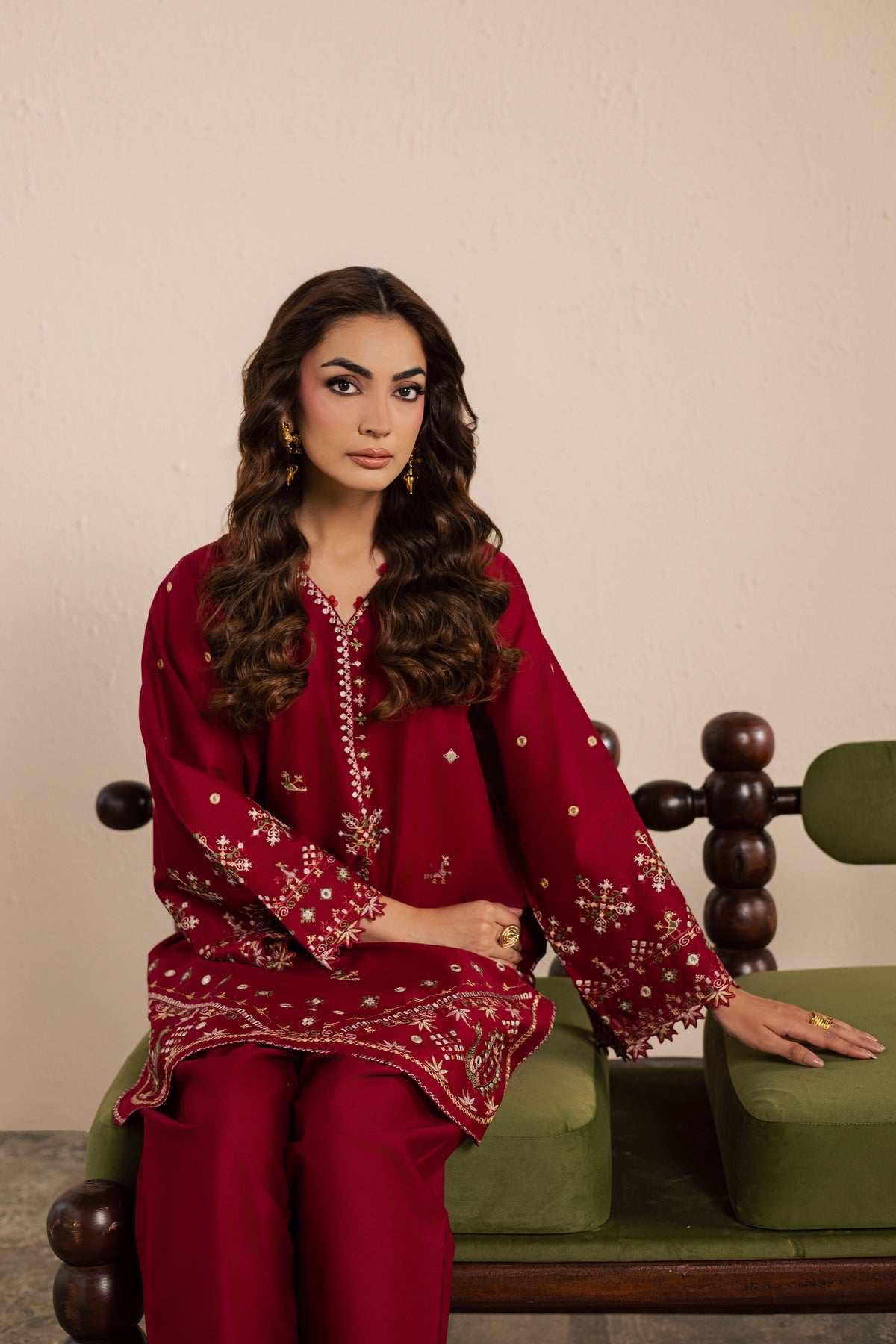 Maroon Santro 2Pc - Embroidered Lawn Dress