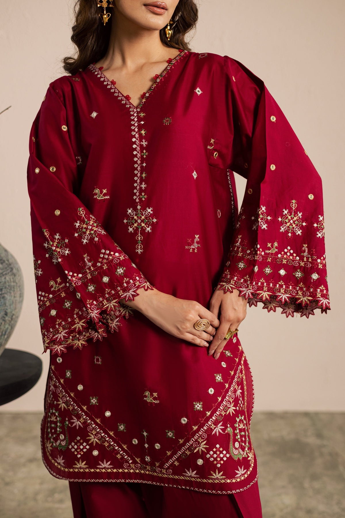 Maroon Santro 2Pc - Embroidered Lawn Dress