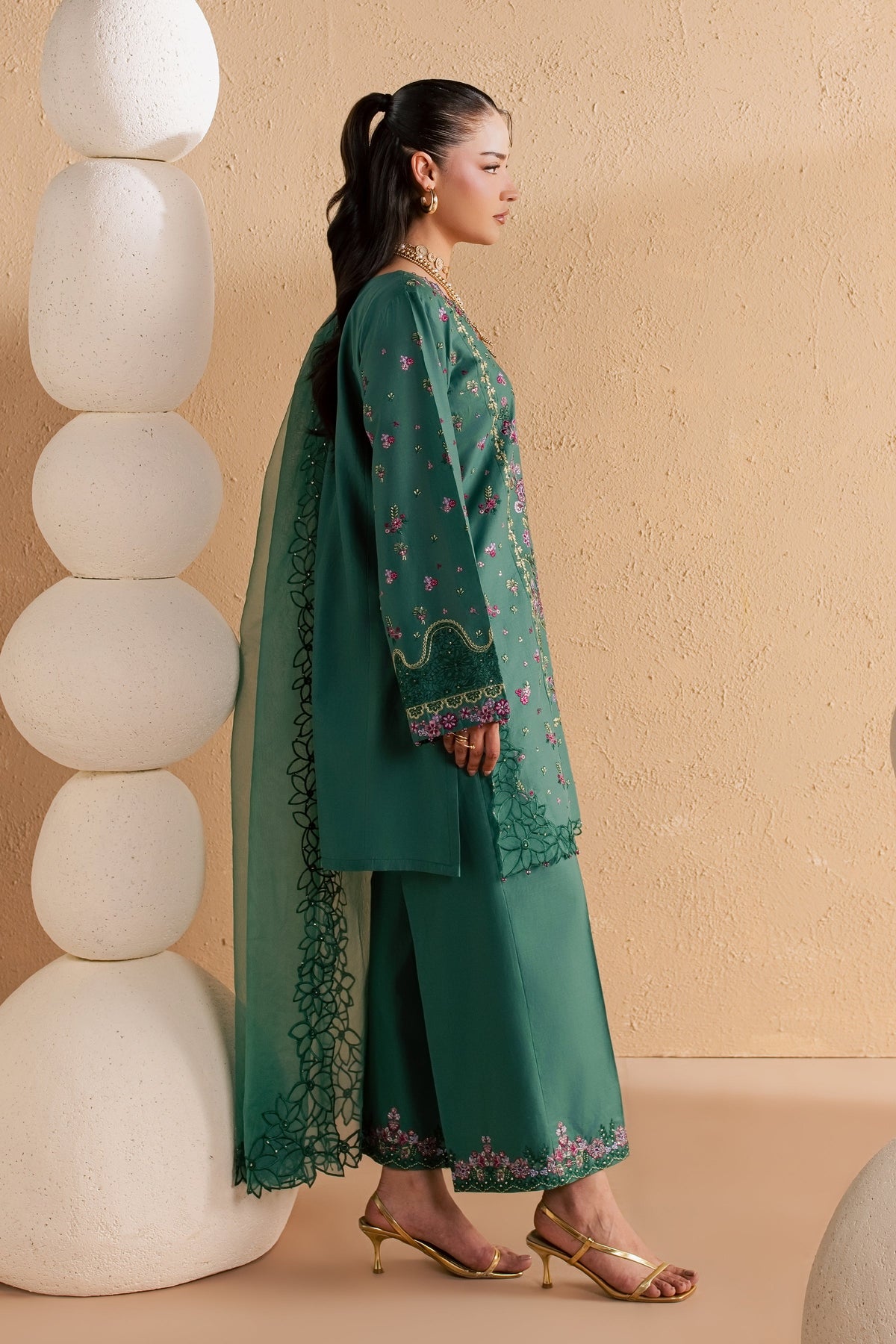 Marvi 3Pc - Festive Embroidered Lawn