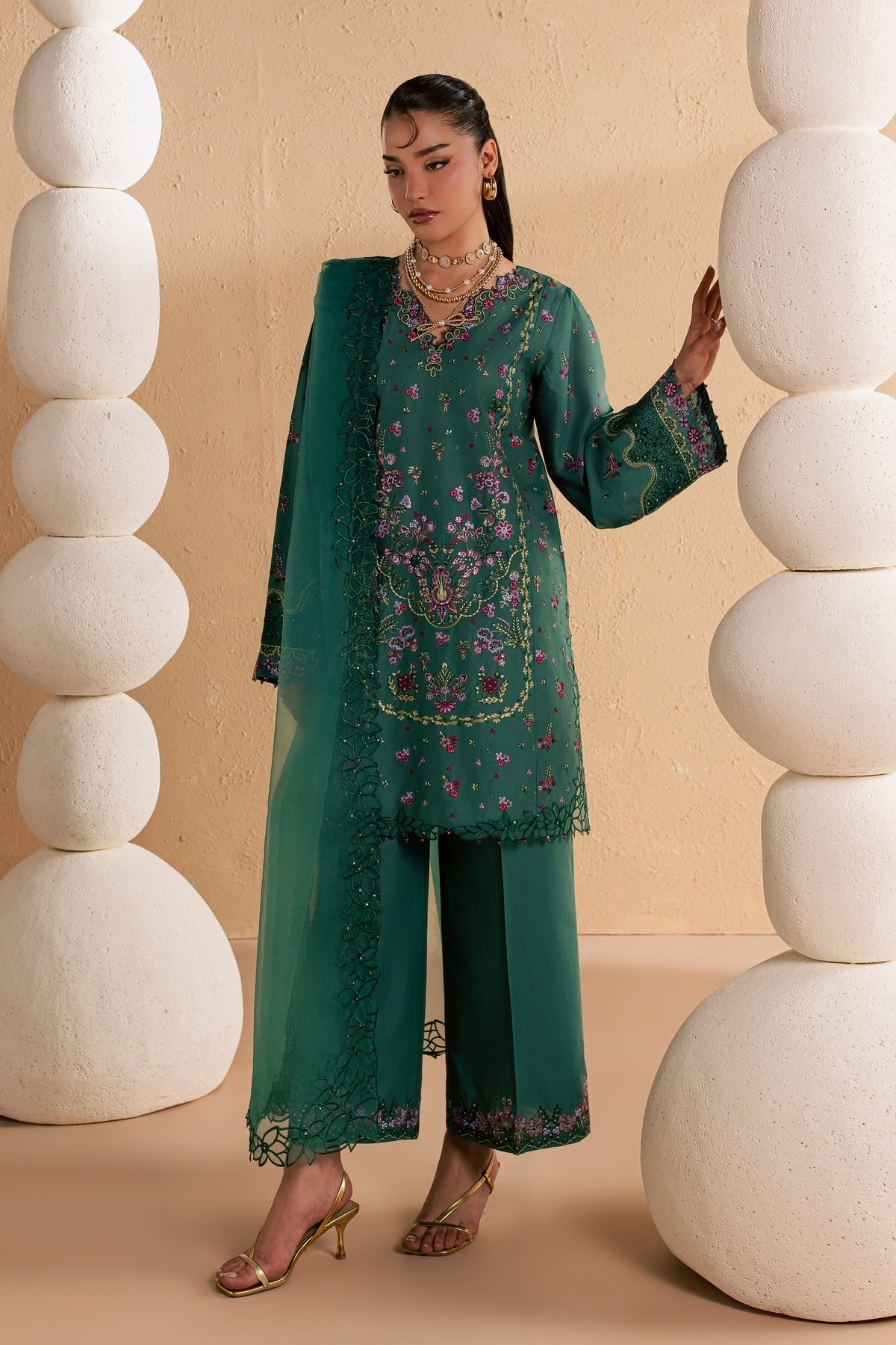 Marvi 3Pc - Festive Embroidered Lawn