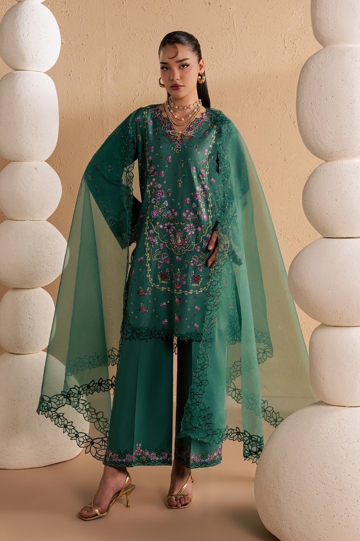 Marvi 3Pc - Festive Embroidered Lawn