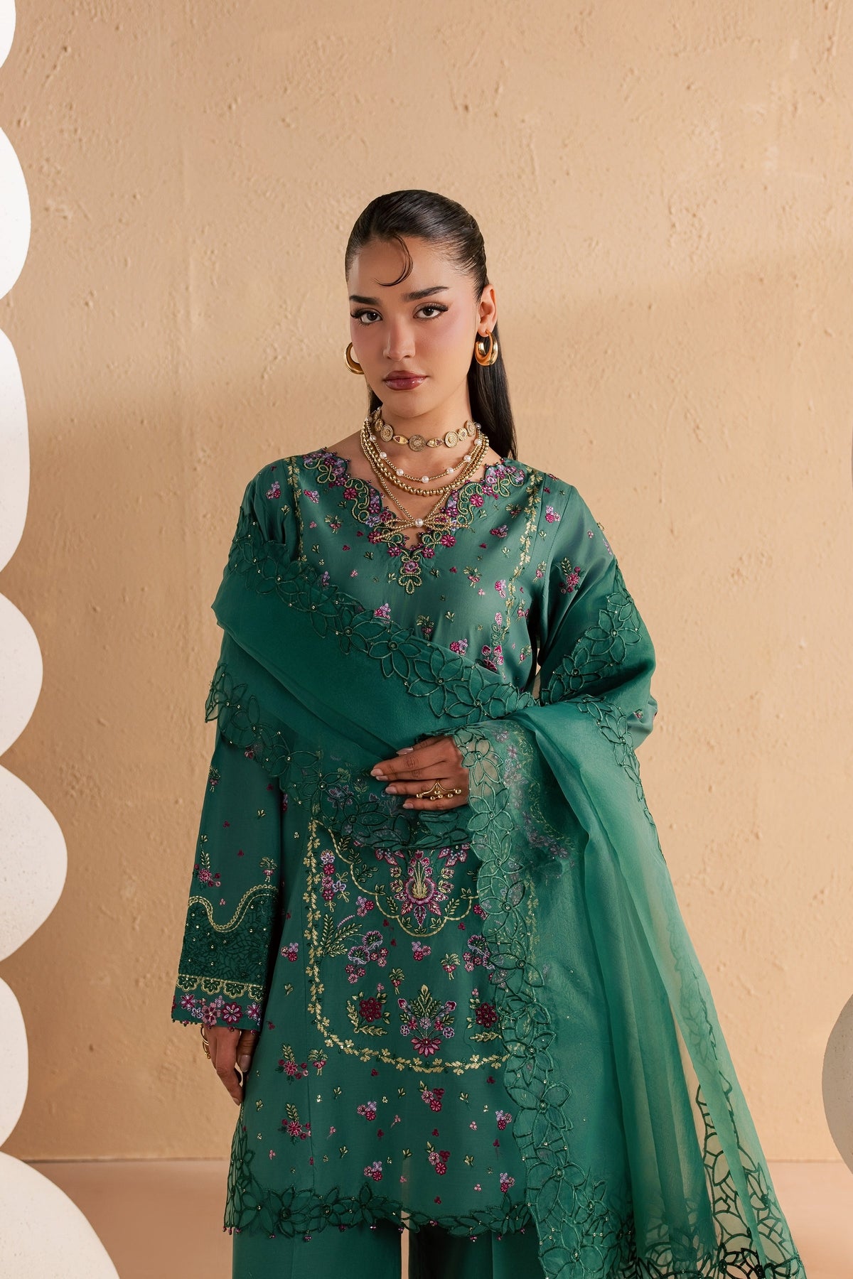 Marvi 3Pc - Festive Embroidered Lawn