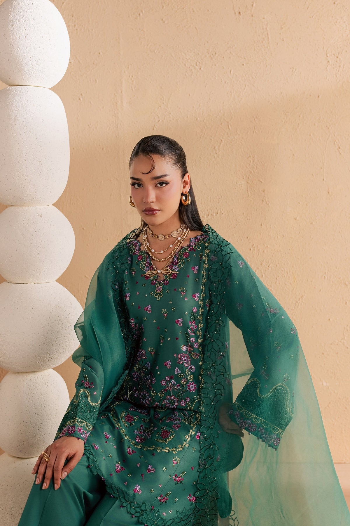 Marvi 3Pc - Festive Embroidered Lawn