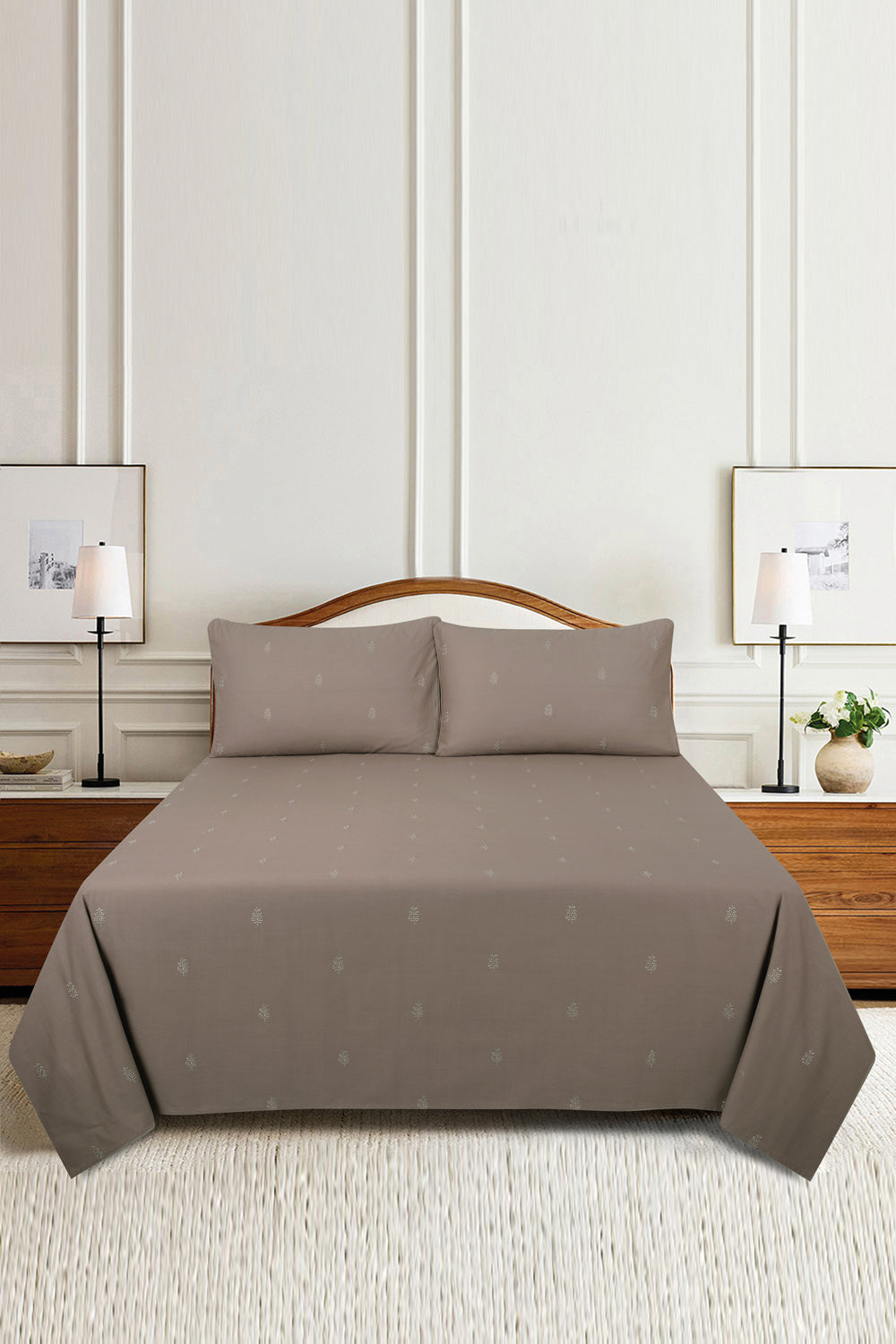 Meringue Mocha Embroidered Sheet Set