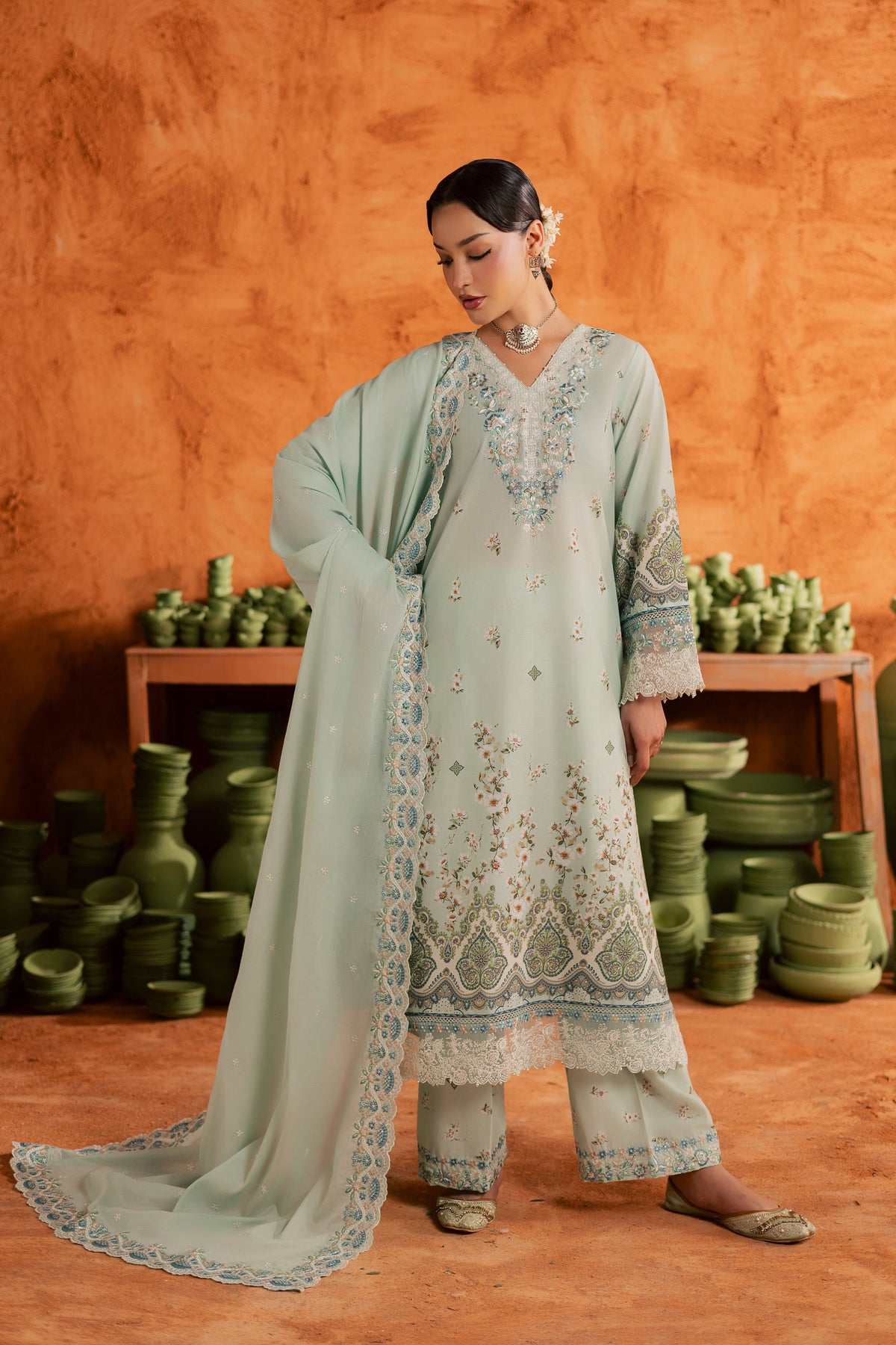 Mint Chip 3Pc - Printed Lawn Dress