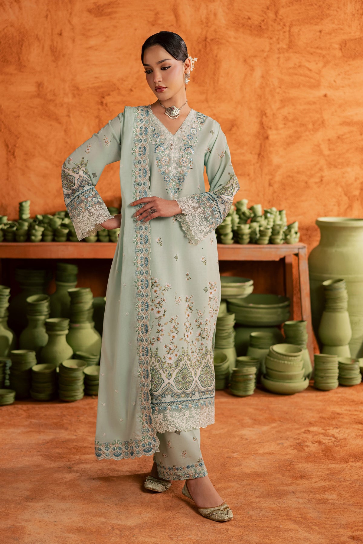Mint Chip 3Pc - Printed Lawn Dress