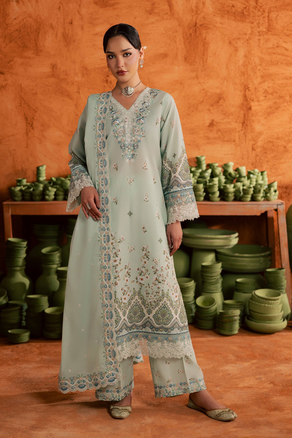 Mint Chip 3Pc - Printed Lawn Dress