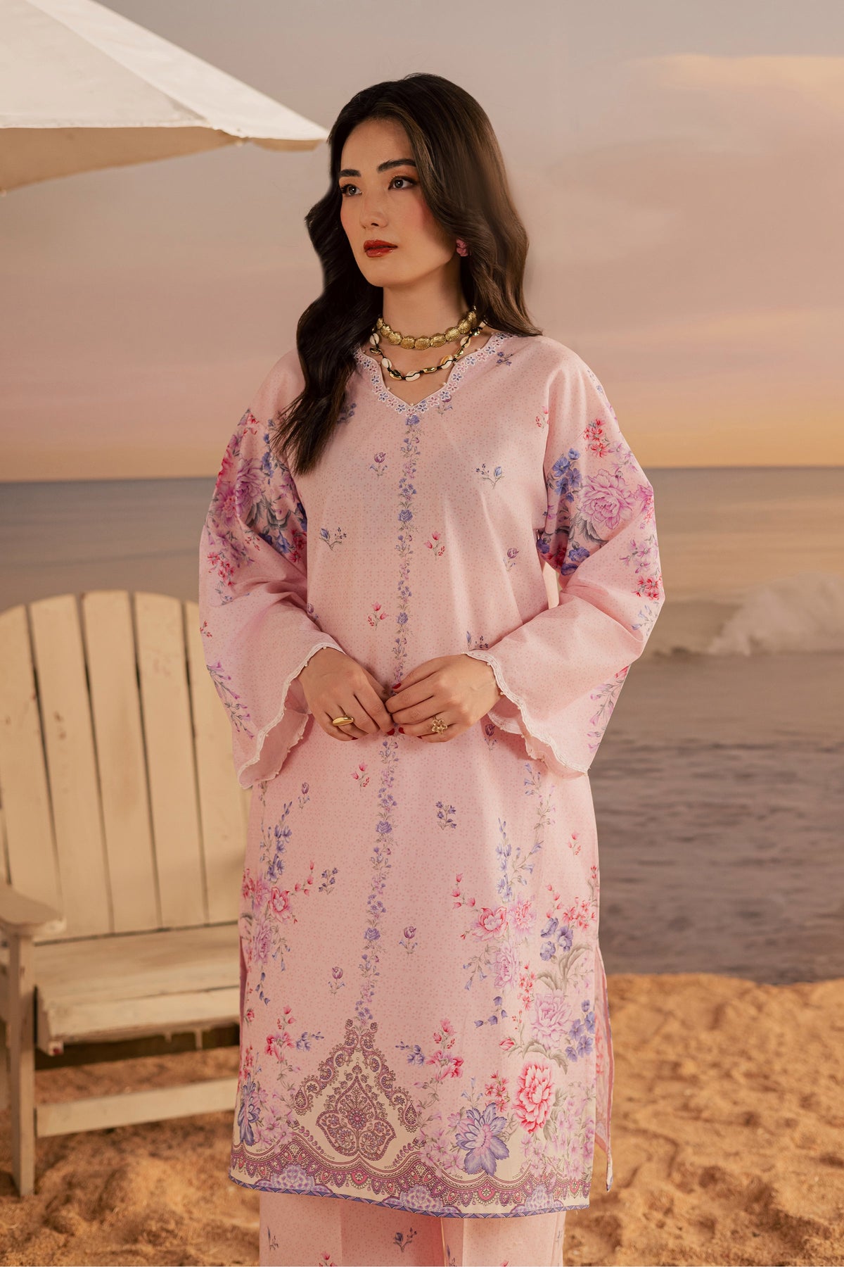 Misty Lavender 2Pc - Printed Lawn Dress