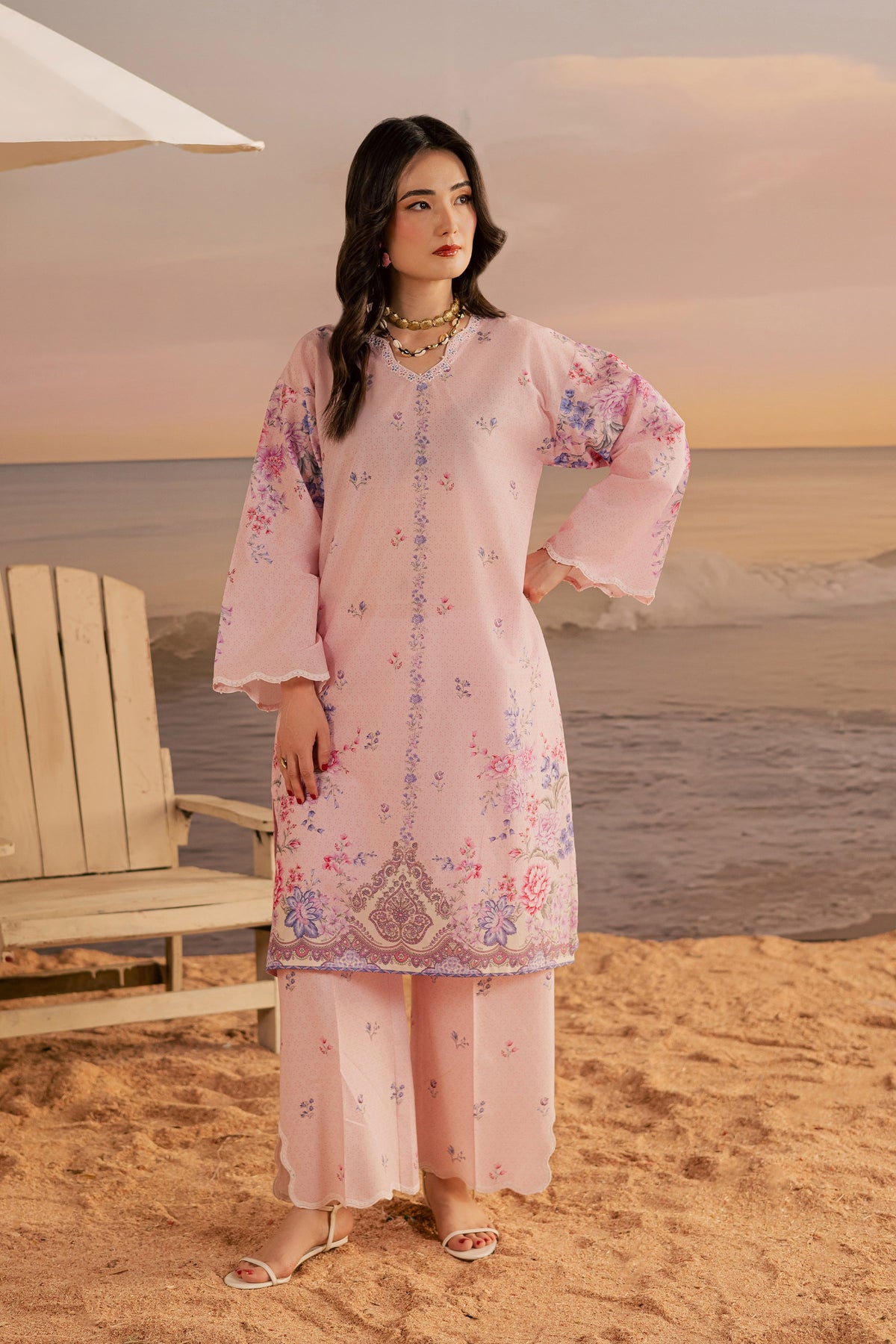 Misty Lavender 2Pc - Printed Lawn Dress