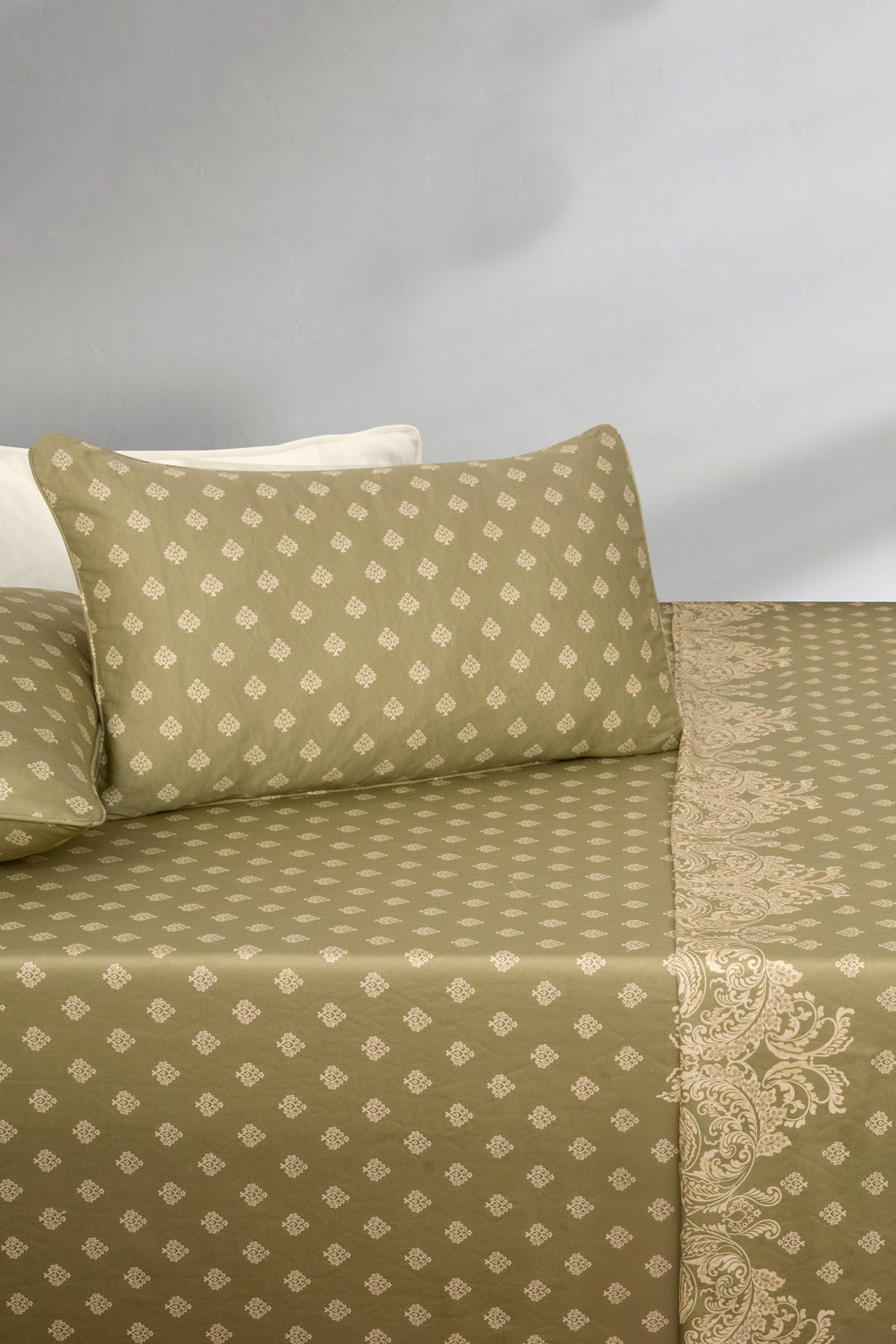 Misty Green Embroidered Bed Sheet Set