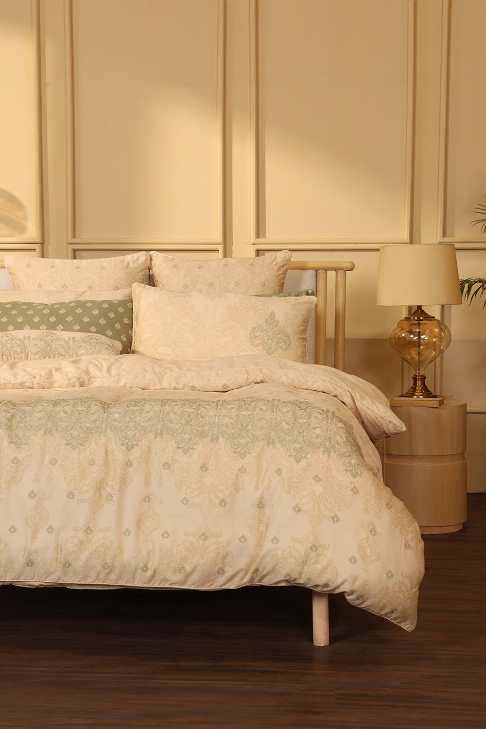 Misty Green Embroidered Quilt Cover Set