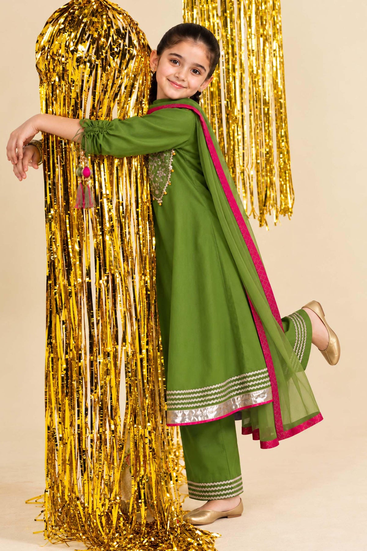 3 Piece Embroidered Satin Suit