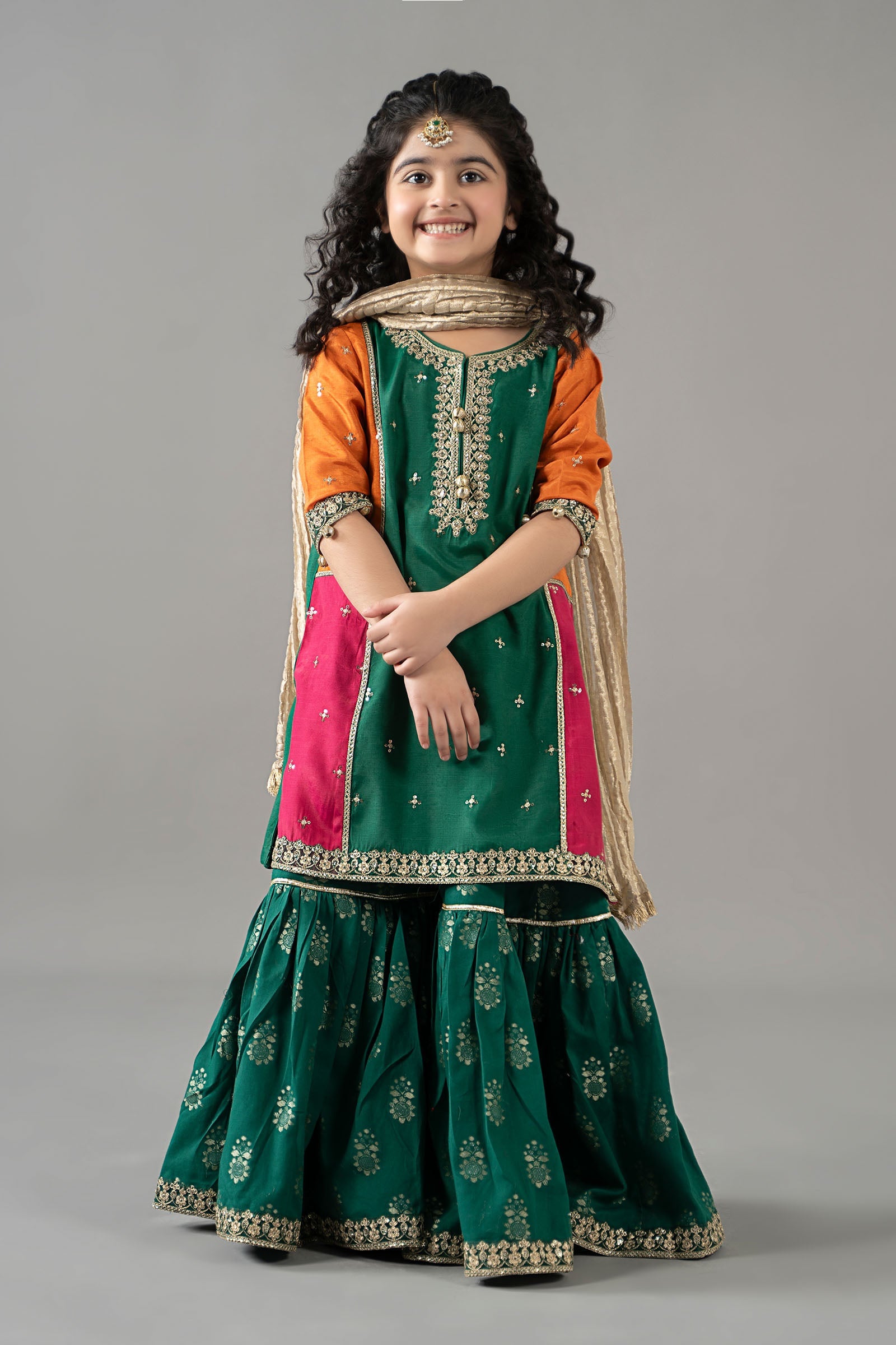 3 Piece Embroidered Raw Silk Suit