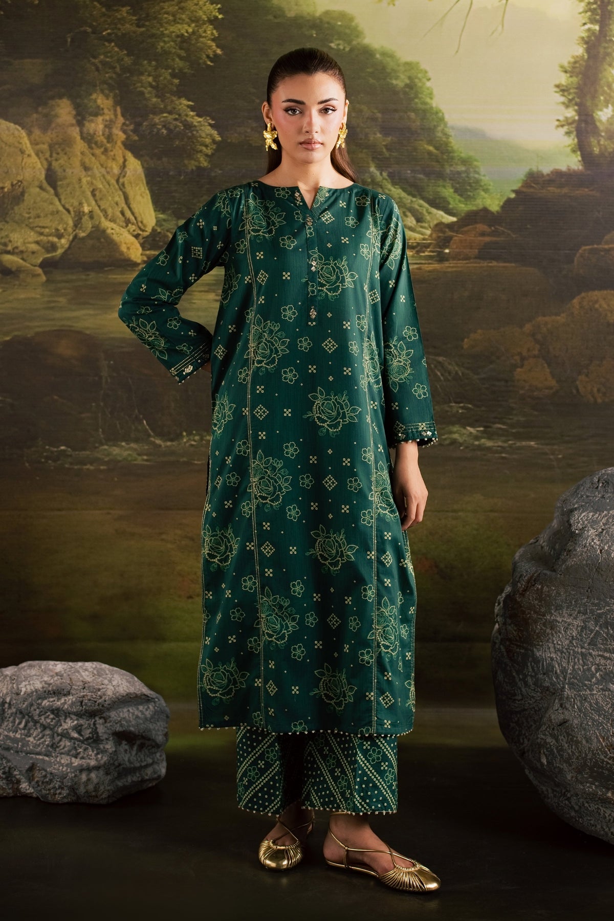 Moonsoon 2Pc - Printed Lawn Dress