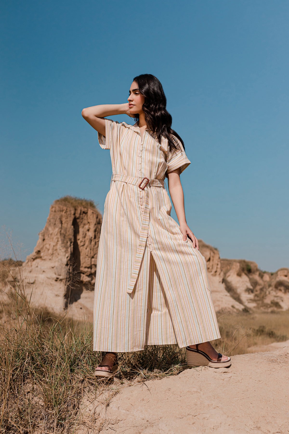 Multi-color Drop Shoulder Dress - 1Pc