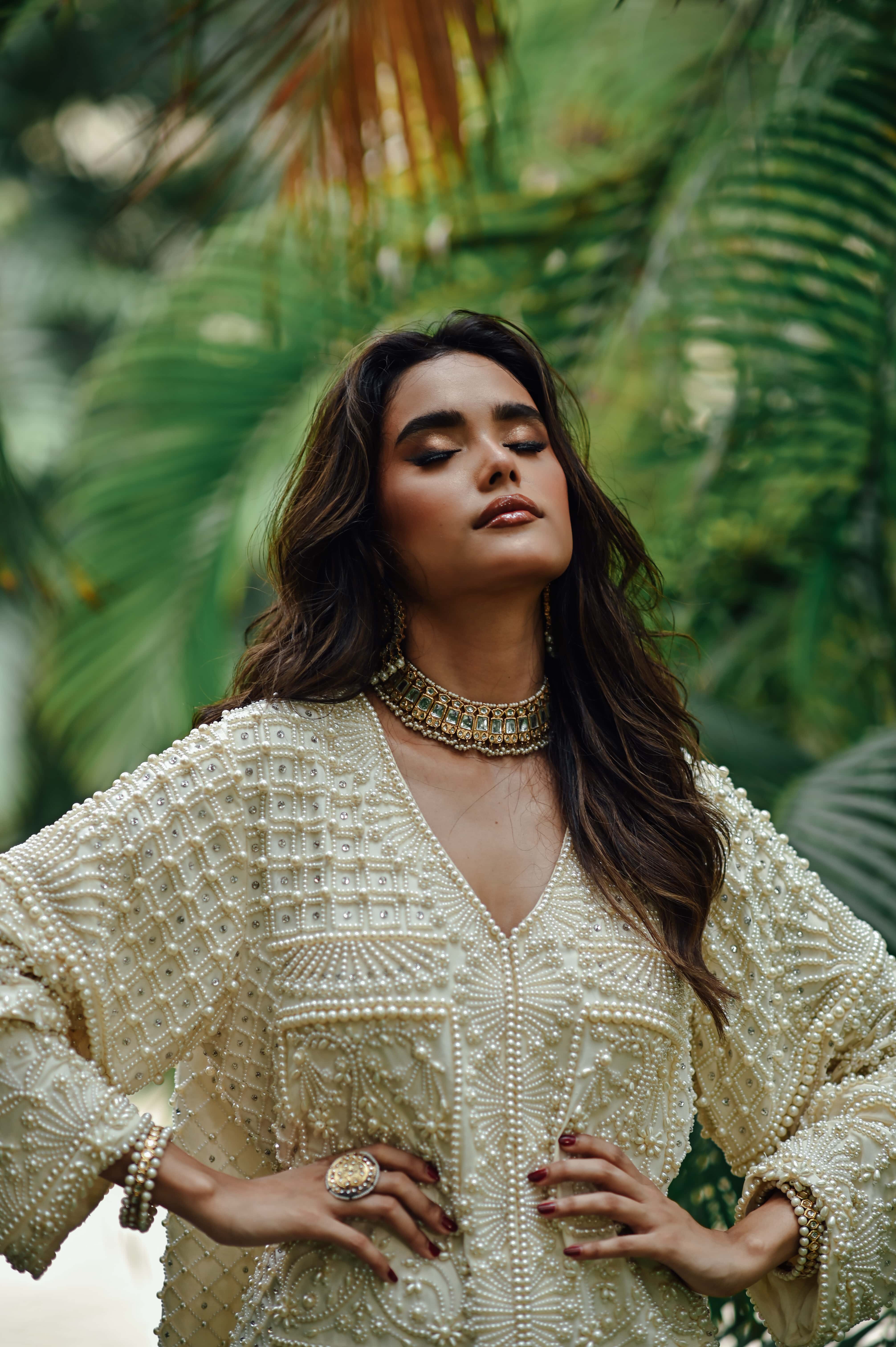 Ivory Pearl Embellished Jacket and Trouser