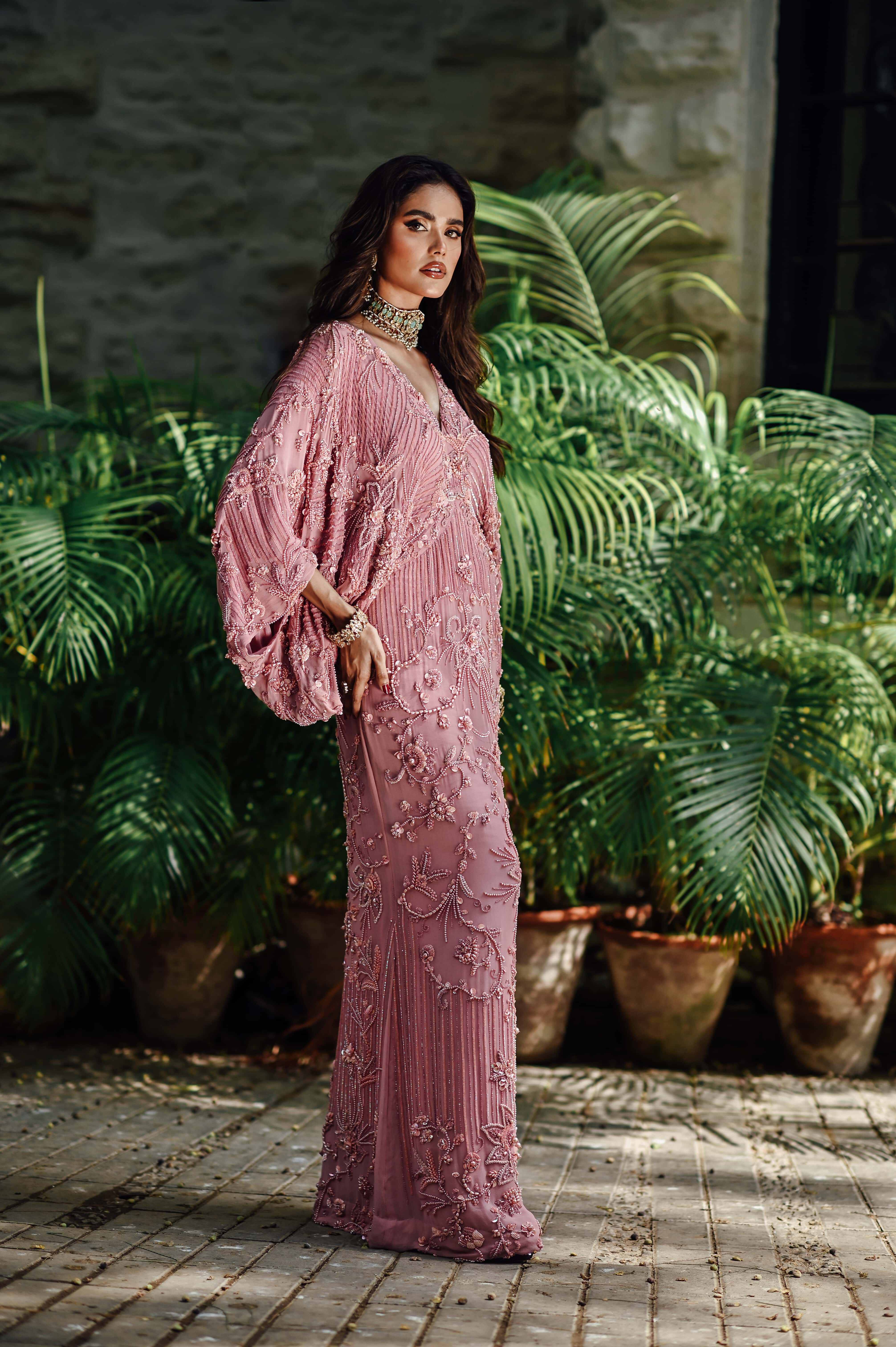 Pink Embellished Kaftan