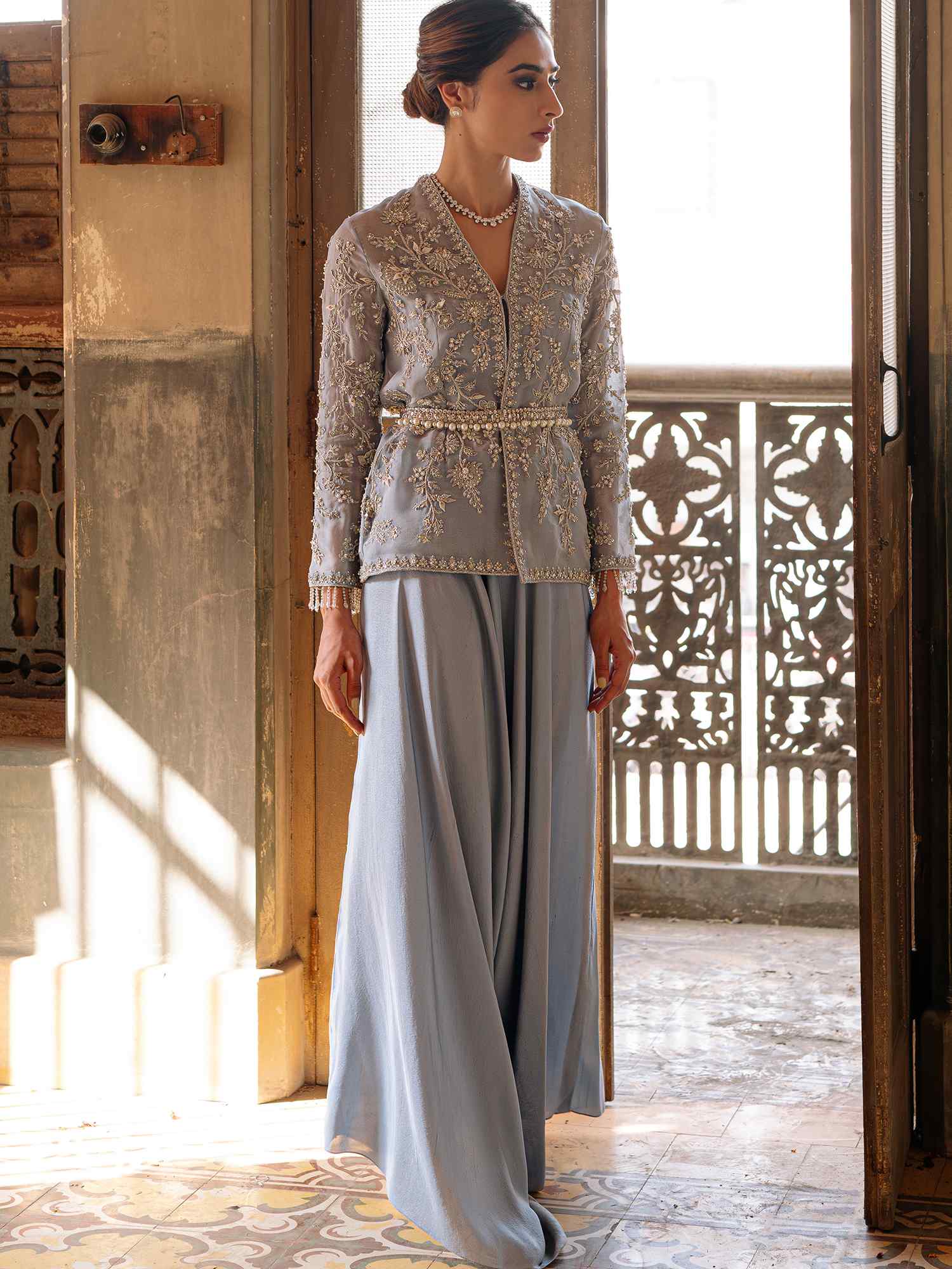 Belted Jacket, Blouse & Pants