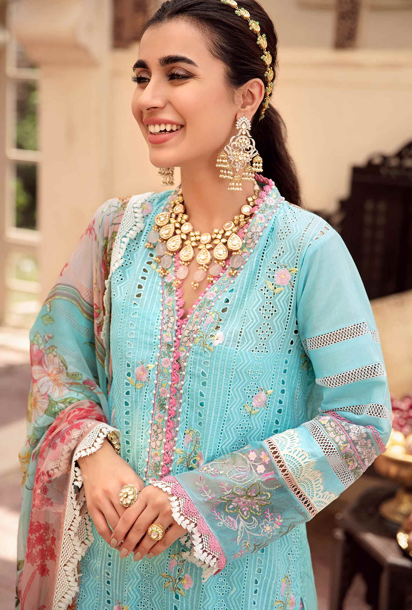 3 Piece Embroidered Self Jacquard Suit