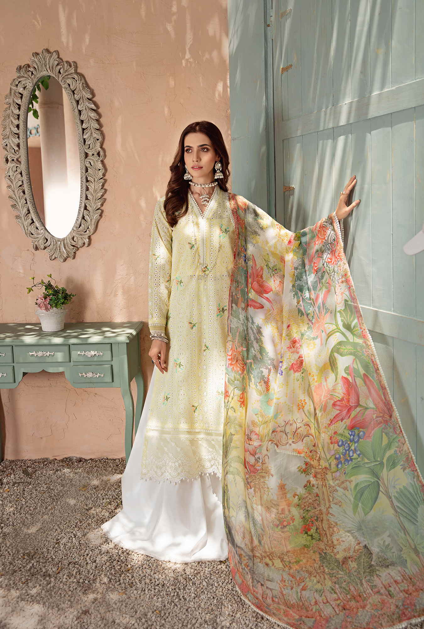 3 Piece Embroidered Dobby Lawn Suit