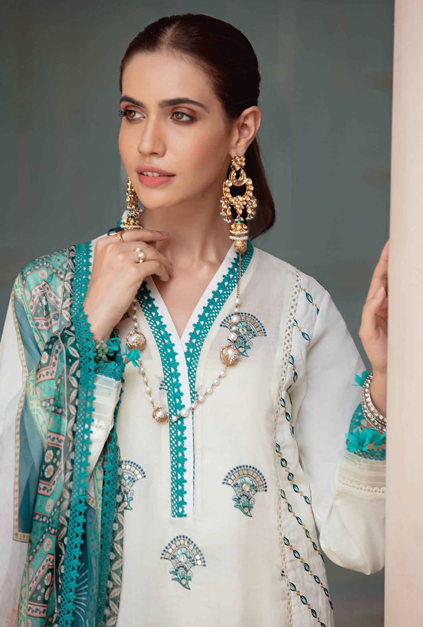 3 Piece Embroidered Dobby Lawn Suit