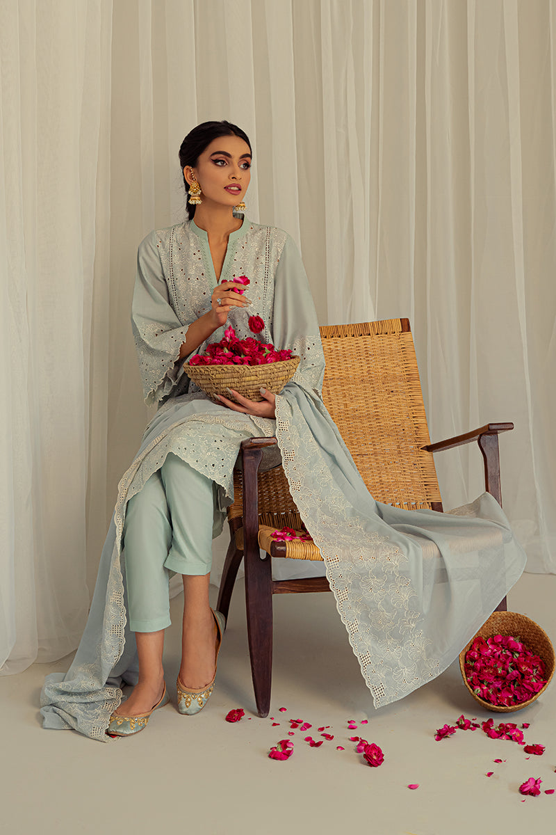 BLUE IVY-3PC CHIKAN KARI LAWN SUIT