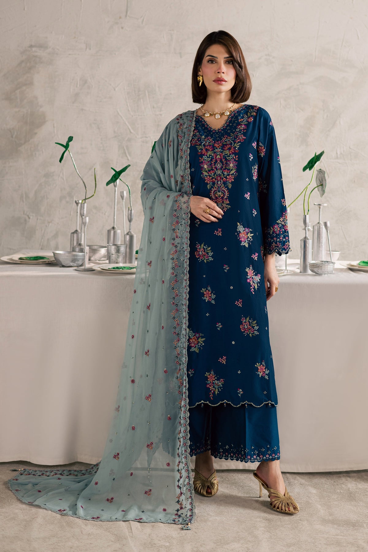 Nira 3Pc - Festive Embroidered Lawn