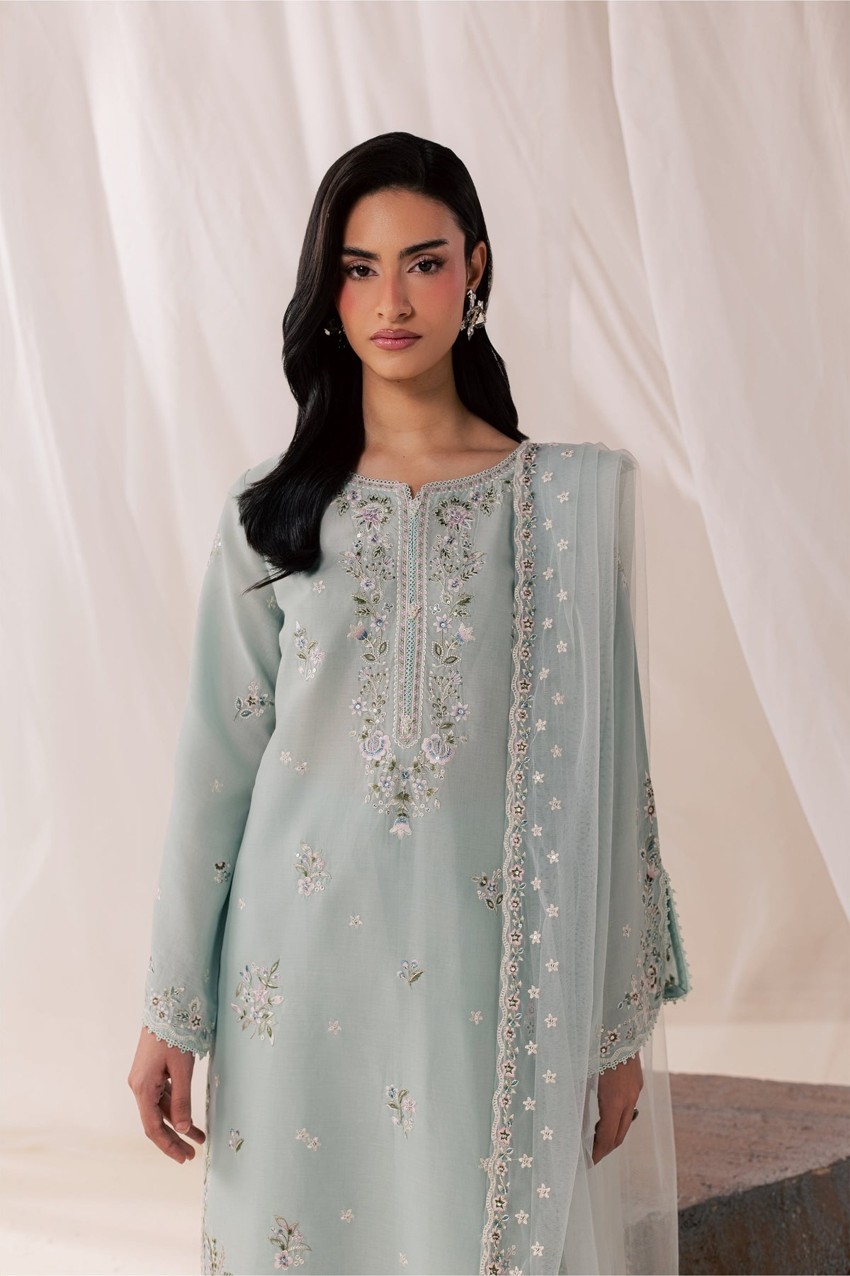 Nirvanah Blue 3Pc - Luxury Embroidered Lawn