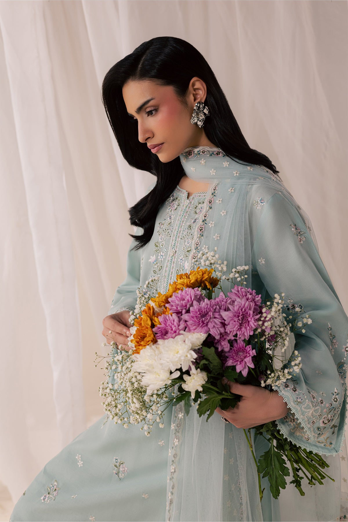 Nirvanah Blue 3Pc - Luxury Embroidered Lawn