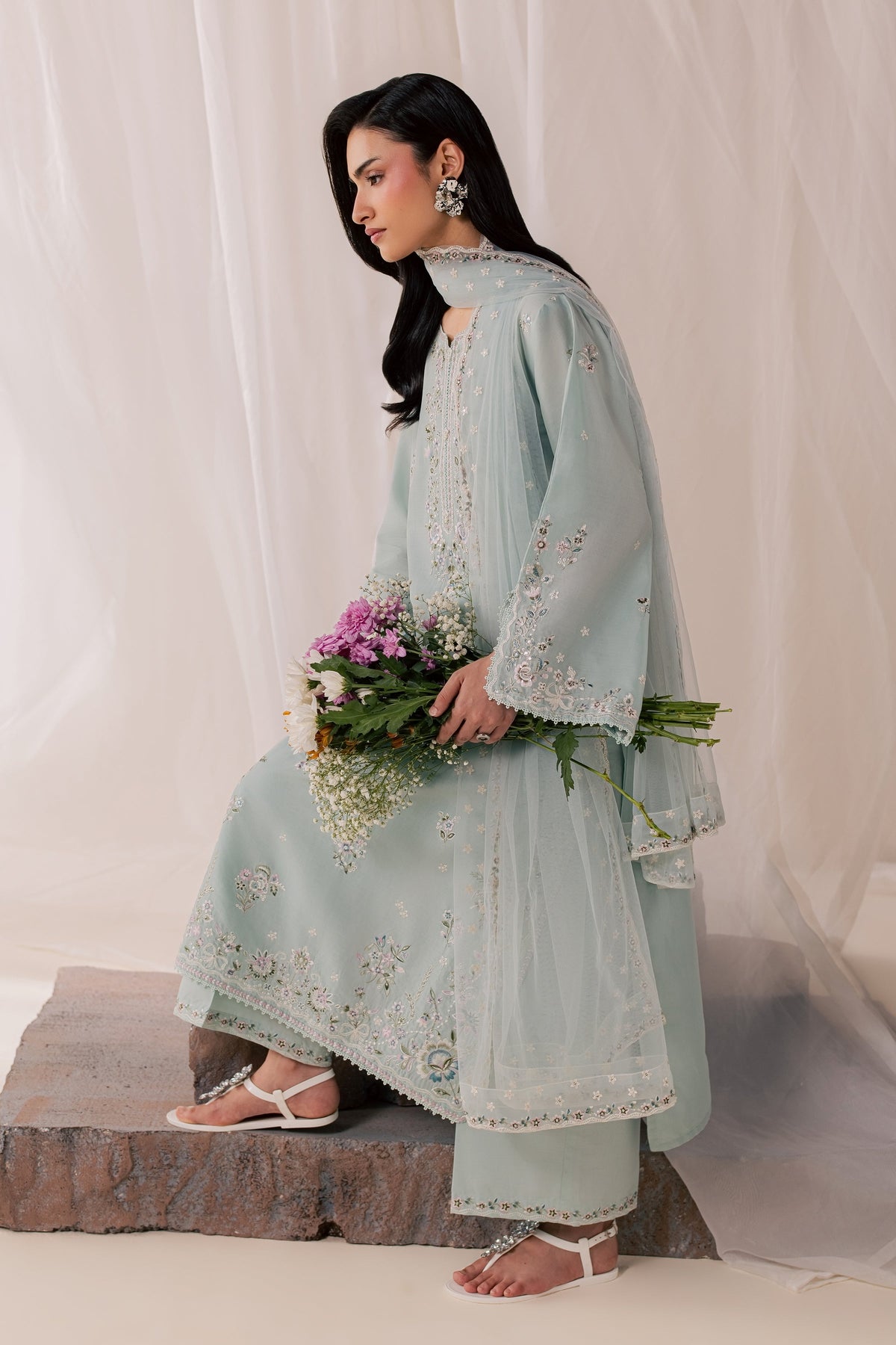 Nirvanah Blue 3Pc - Luxury Embroidered Lawn