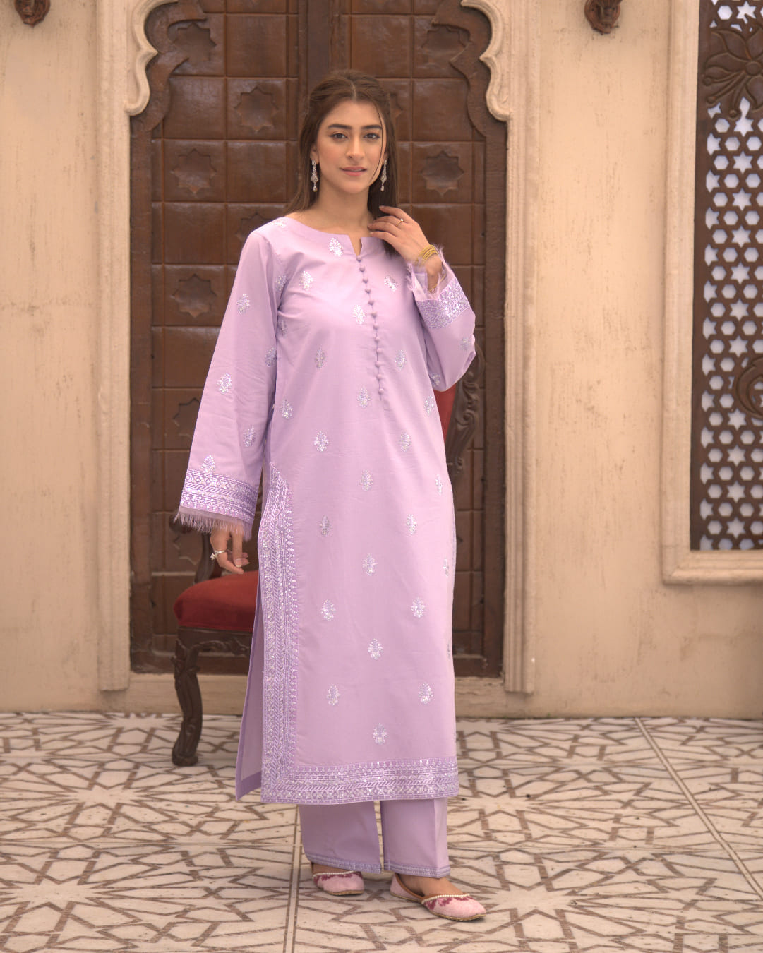 Noor-e-Eid / lilac bloom – Festive Embroidered Suit for Women