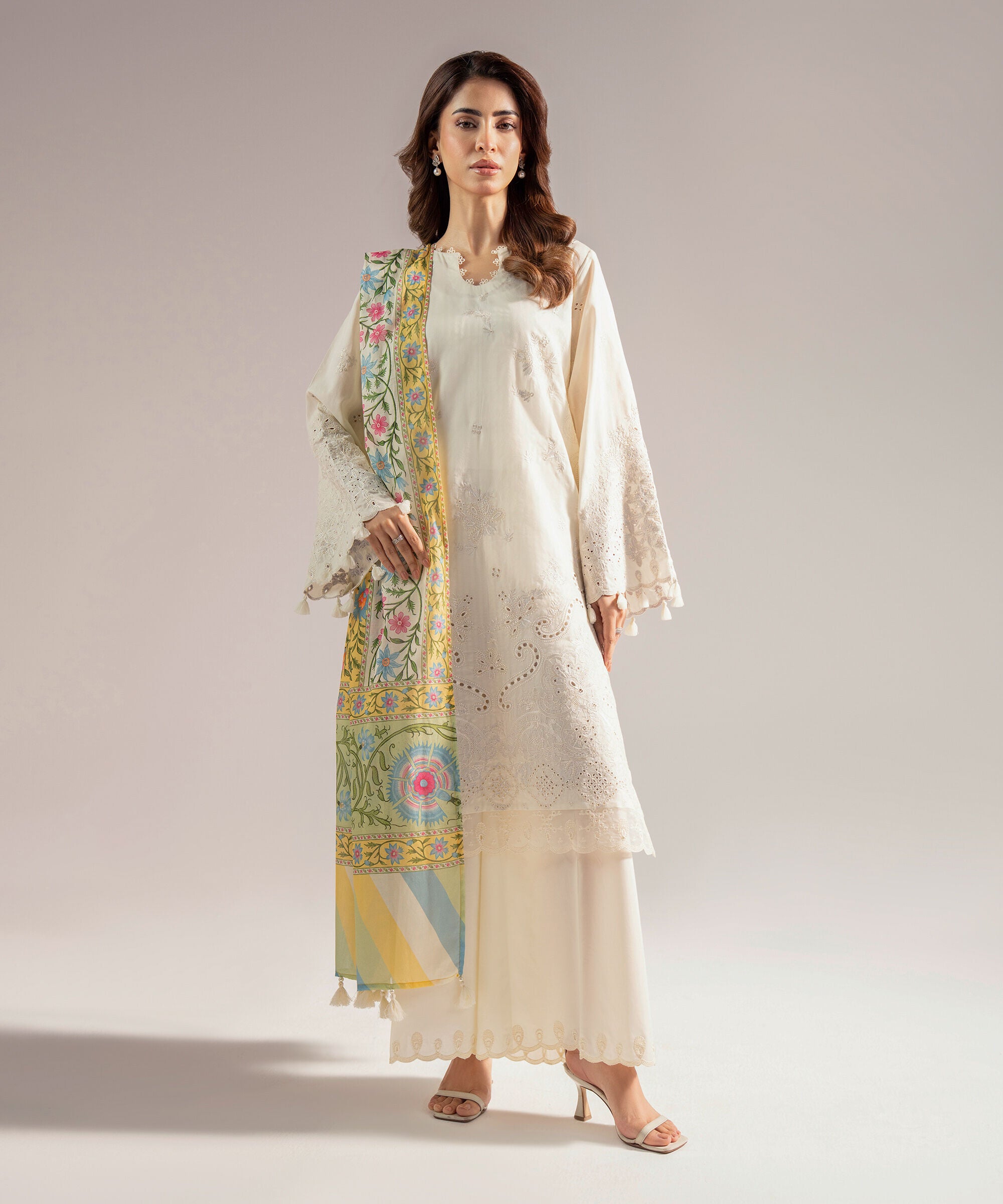 Lawn Printed Off White Dupatta