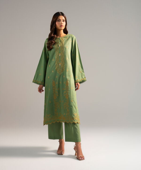 2 Piece - Embroidered Dobby Suit
