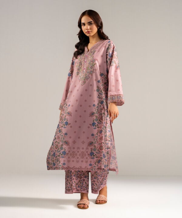 2 Piece - Embroidered Cambric Suit