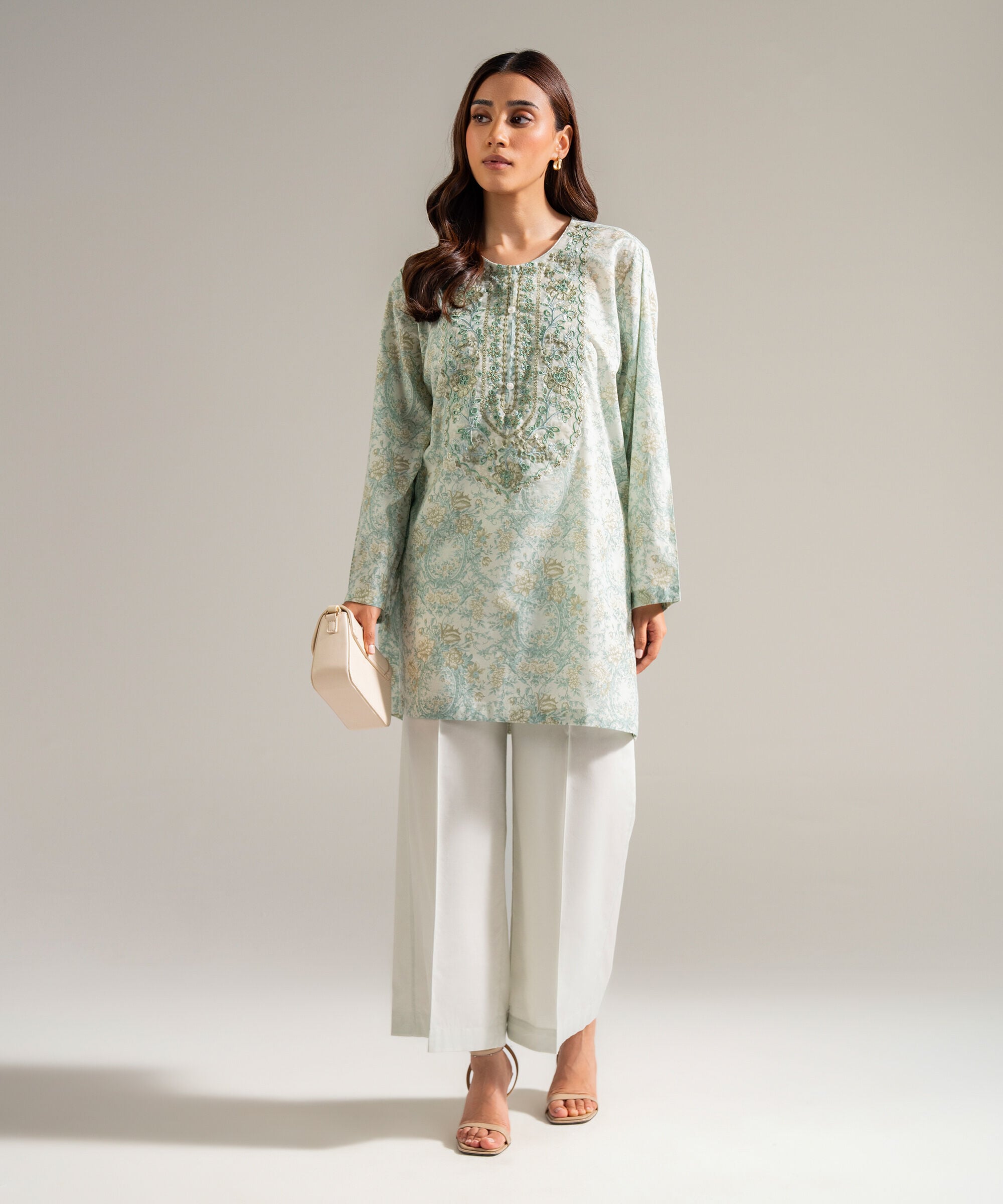 Women's RTW Lawn Embroidered Green 2 Piece Suit