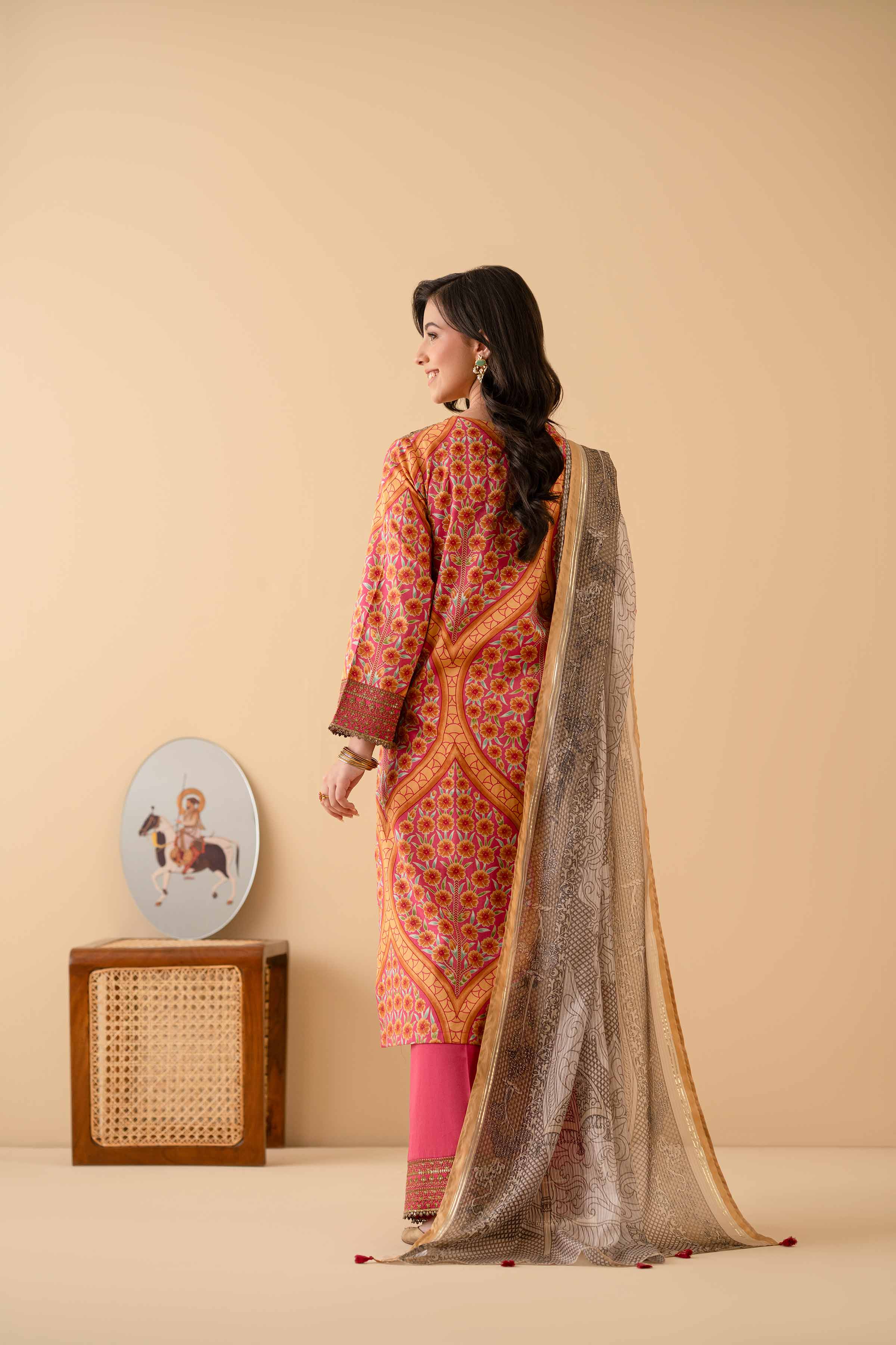 3 Piece - Printed Embroidered Suit - PE25-377