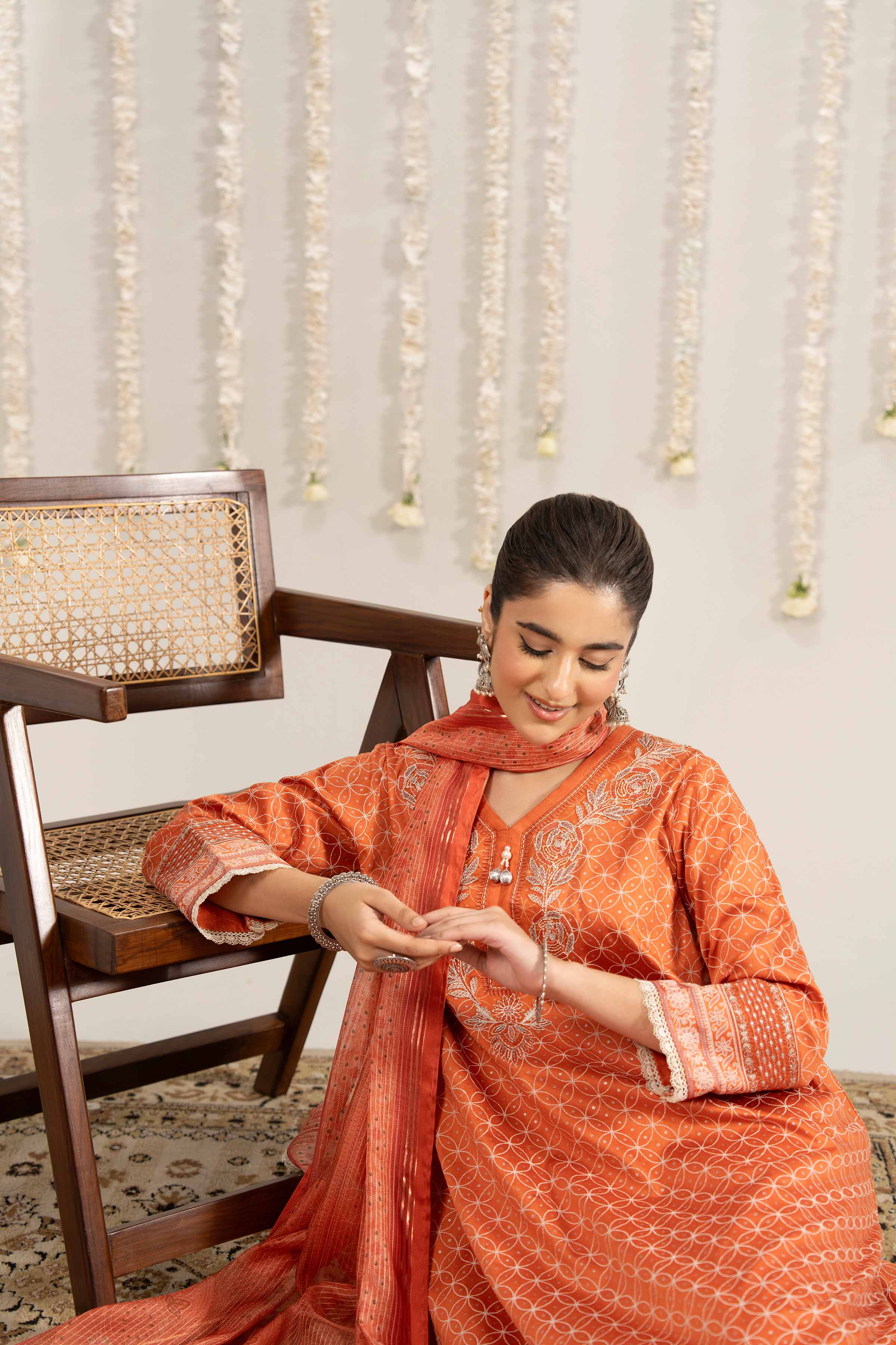 3 Piece - Printed Embroidered Suit - PE25-378