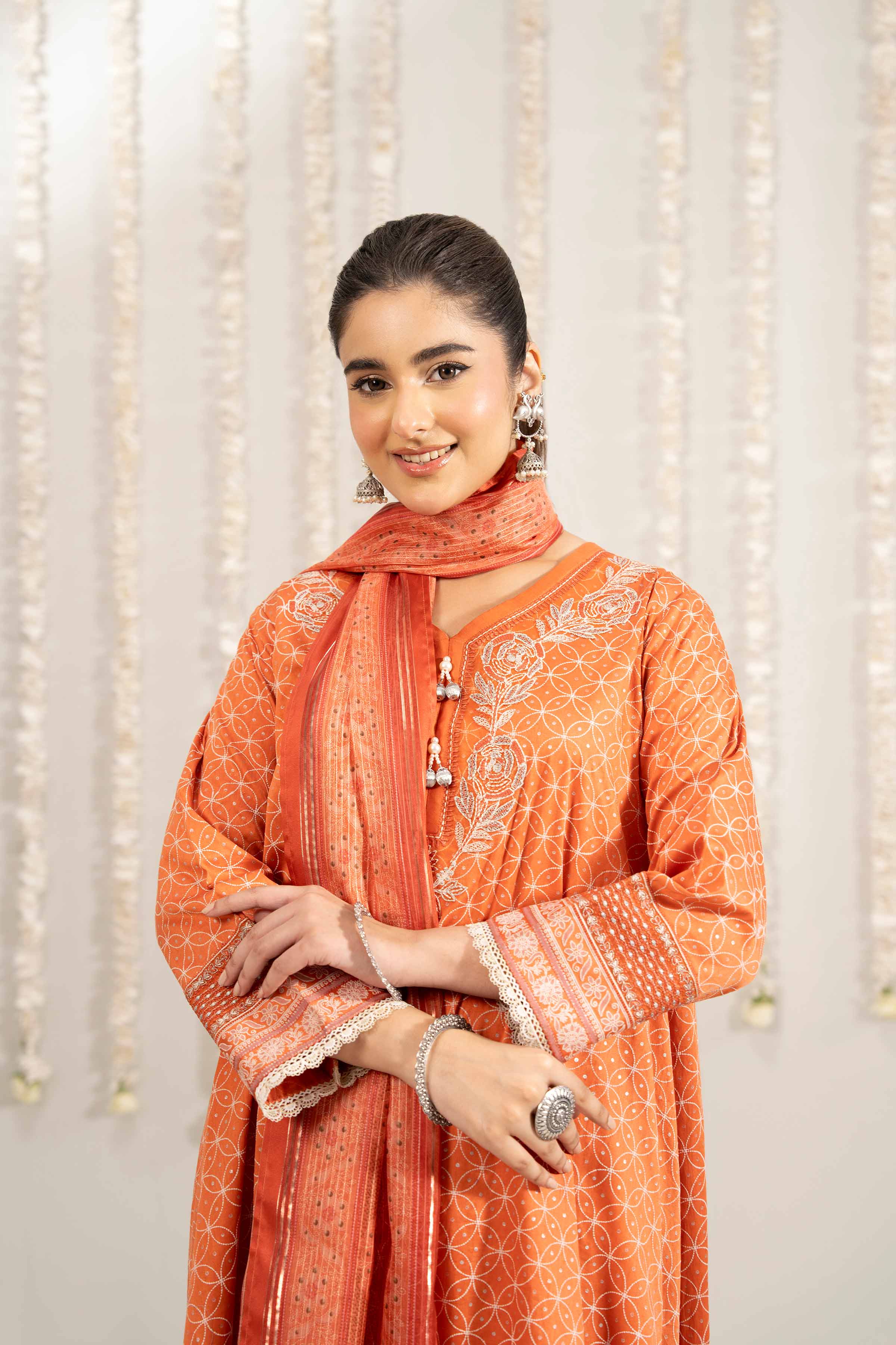 3 Piece - Printed Embroidered Suit - PE25-378