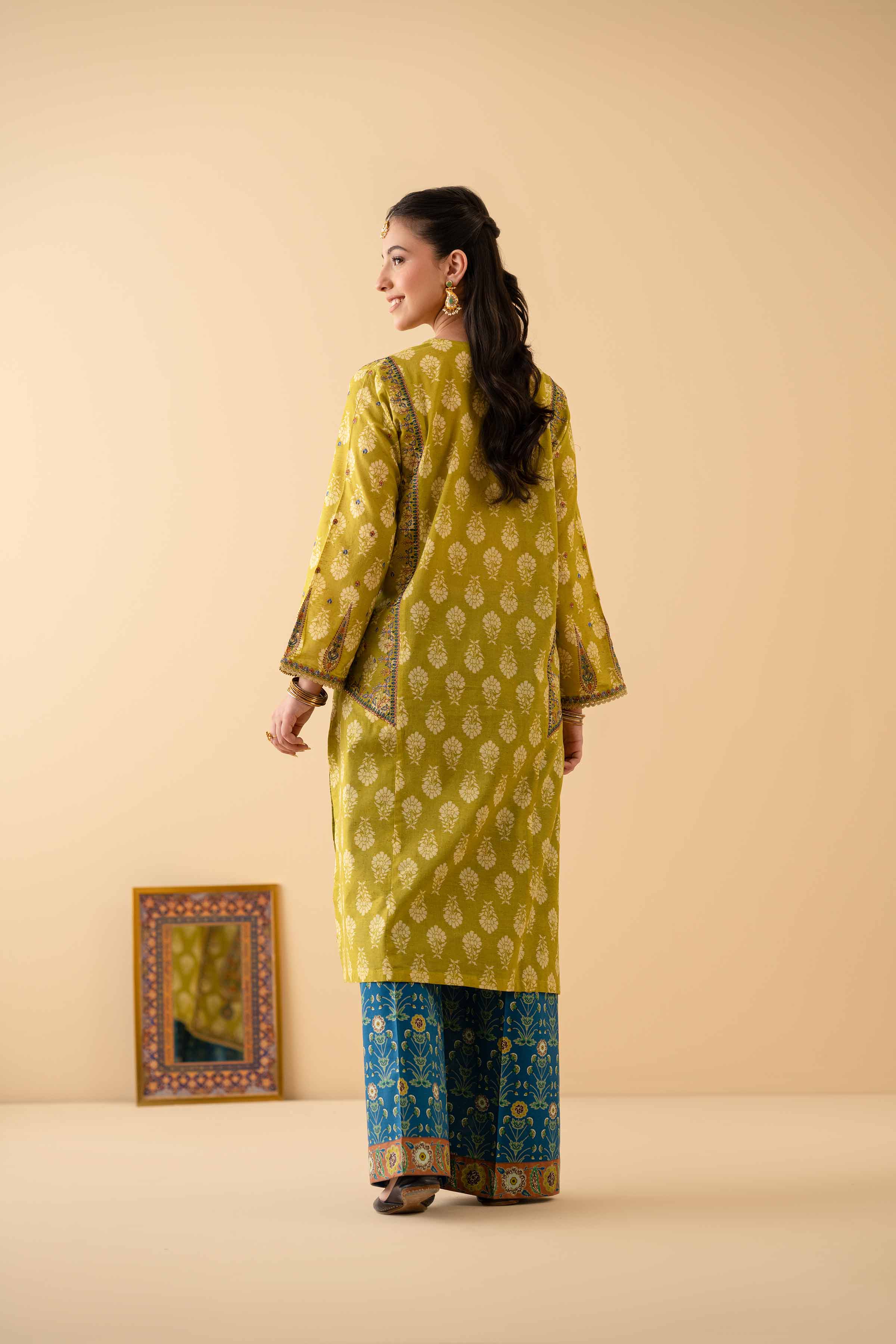 2 Piece - Printed Embroidered Suit - PE25-491