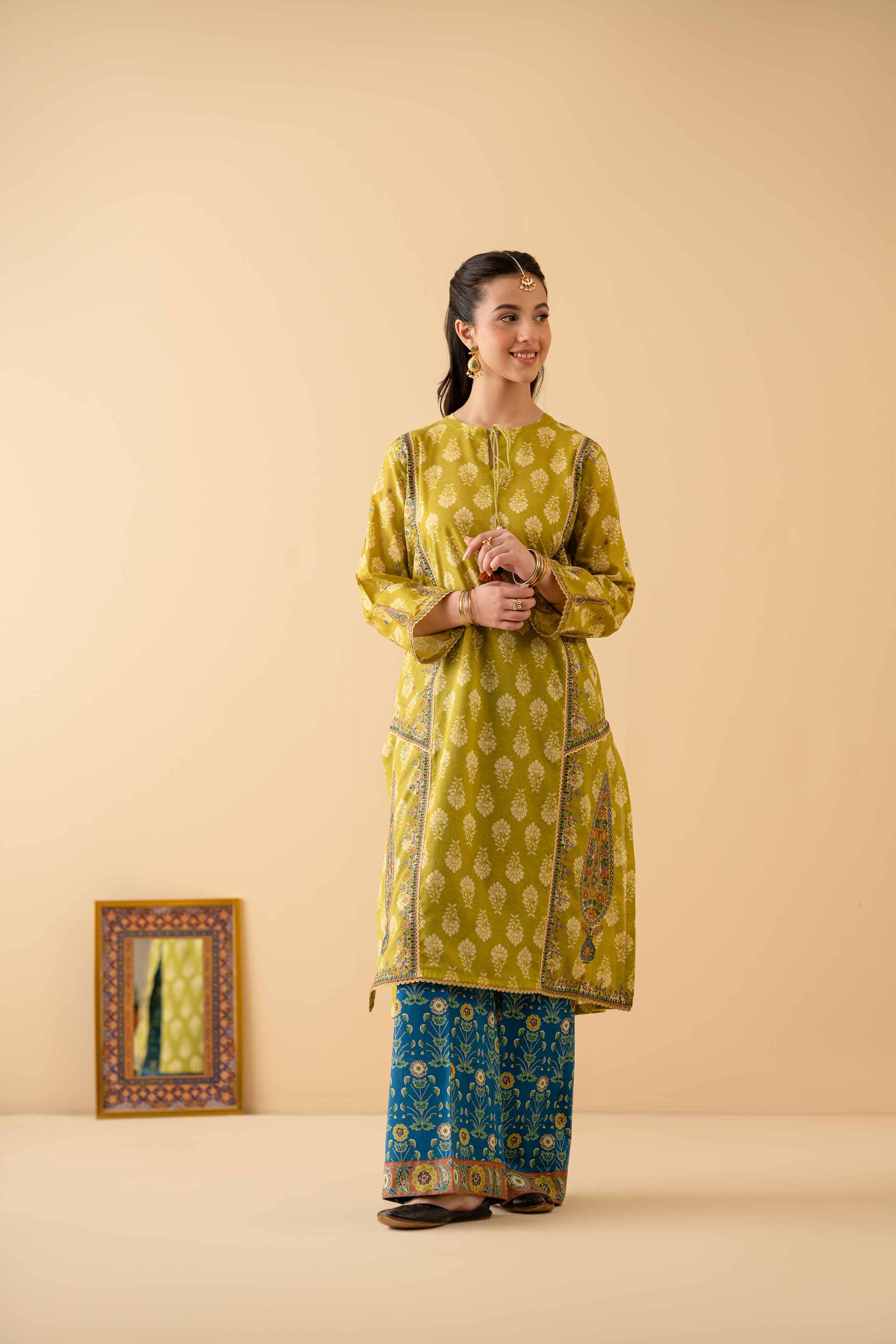 2 Piece - Printed Embroidered Suit - PE25-491