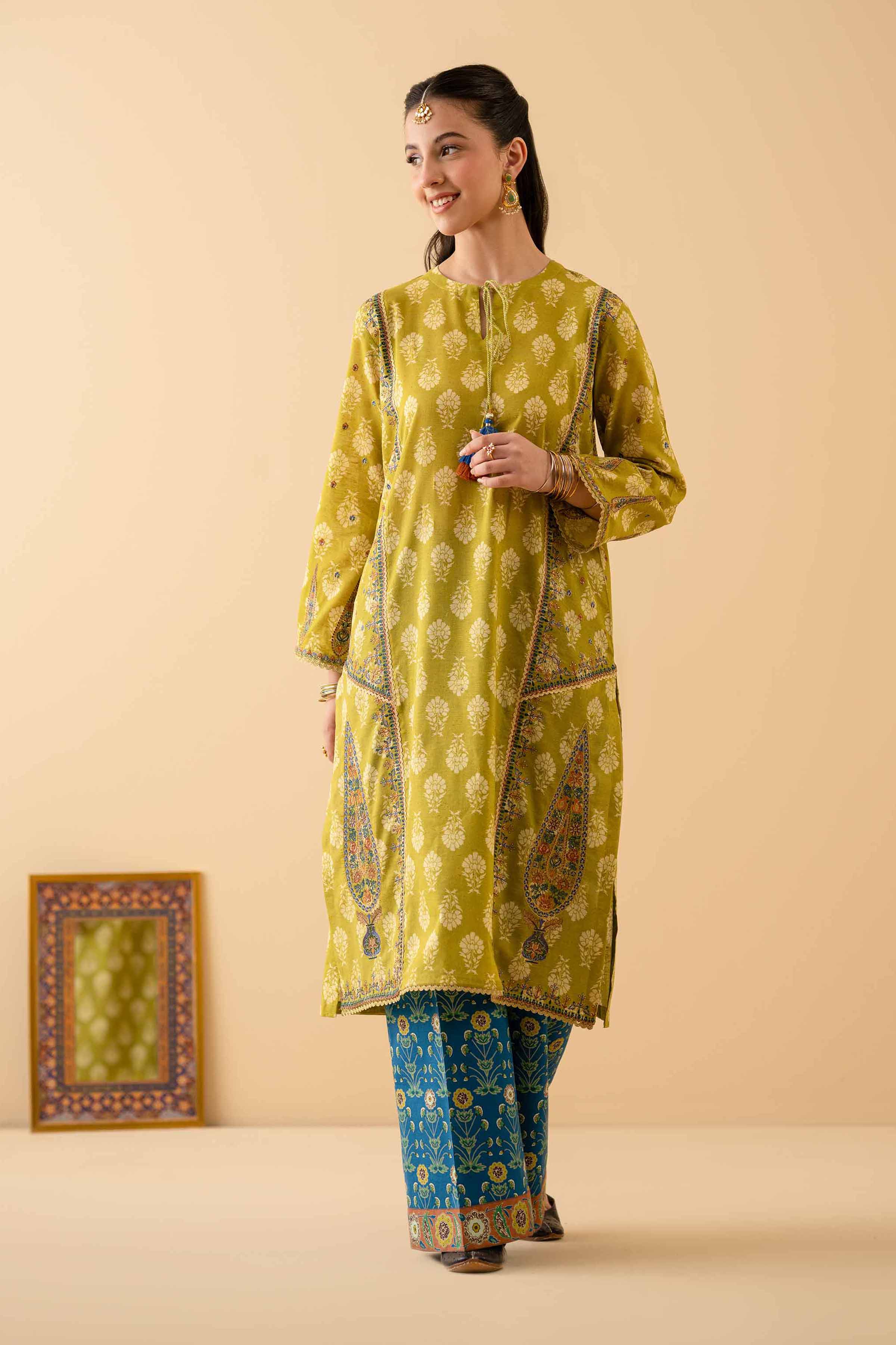 2 Piece - Printed Embroidered Suit - PE25-491
