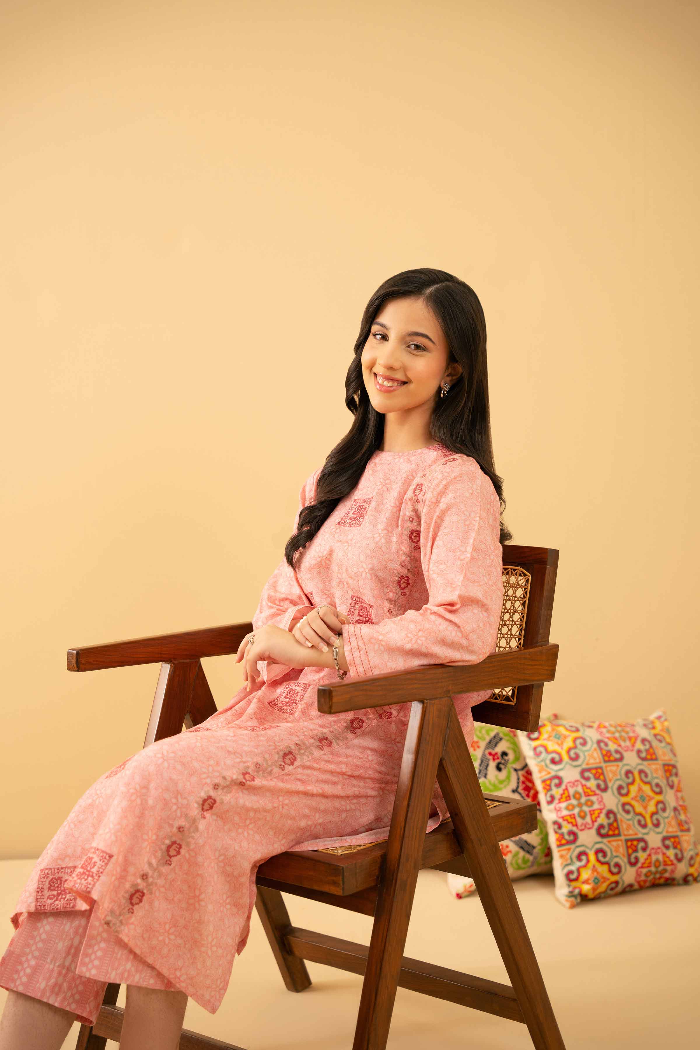 2 Piece - Printed Embroidered Suit - PE25-497