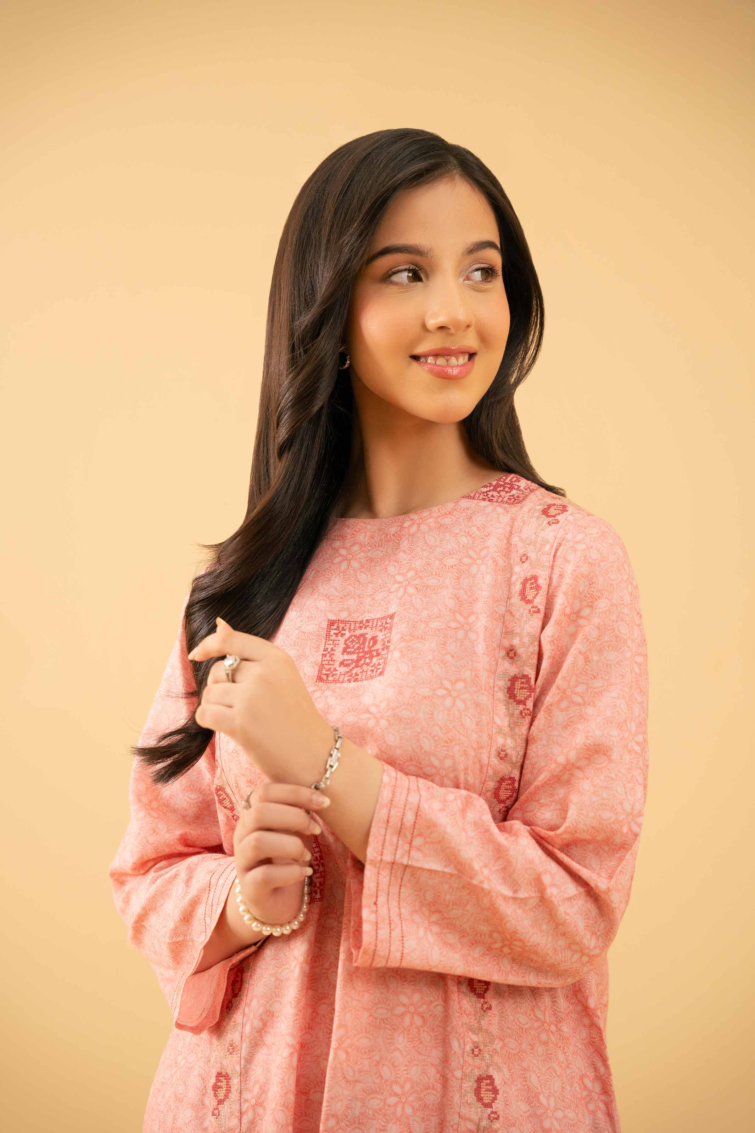 2 Piece - Printed Embroidered Suit - PE25-497