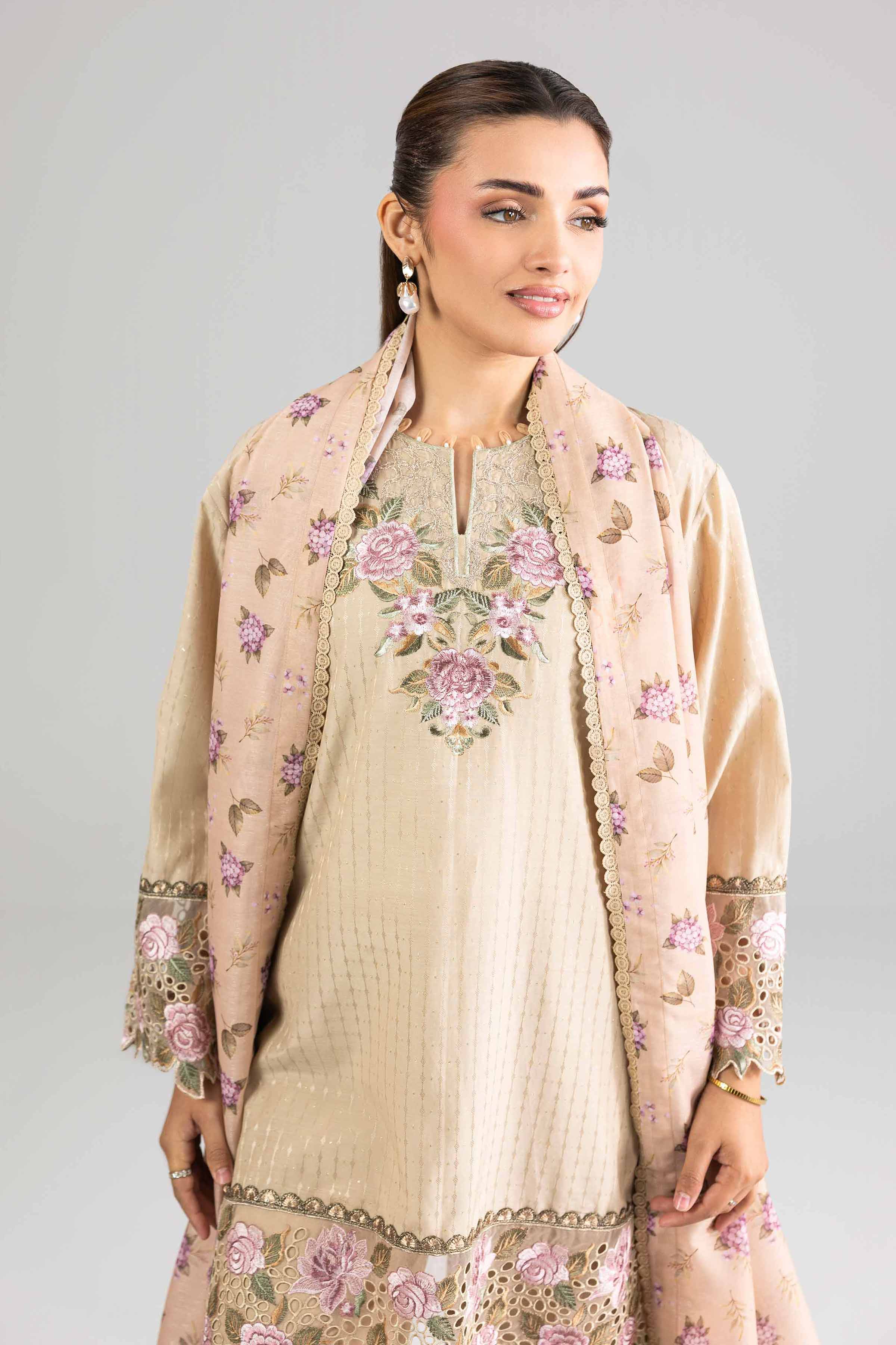 3 Piece - Printed Embroidered Suit - PE26-113