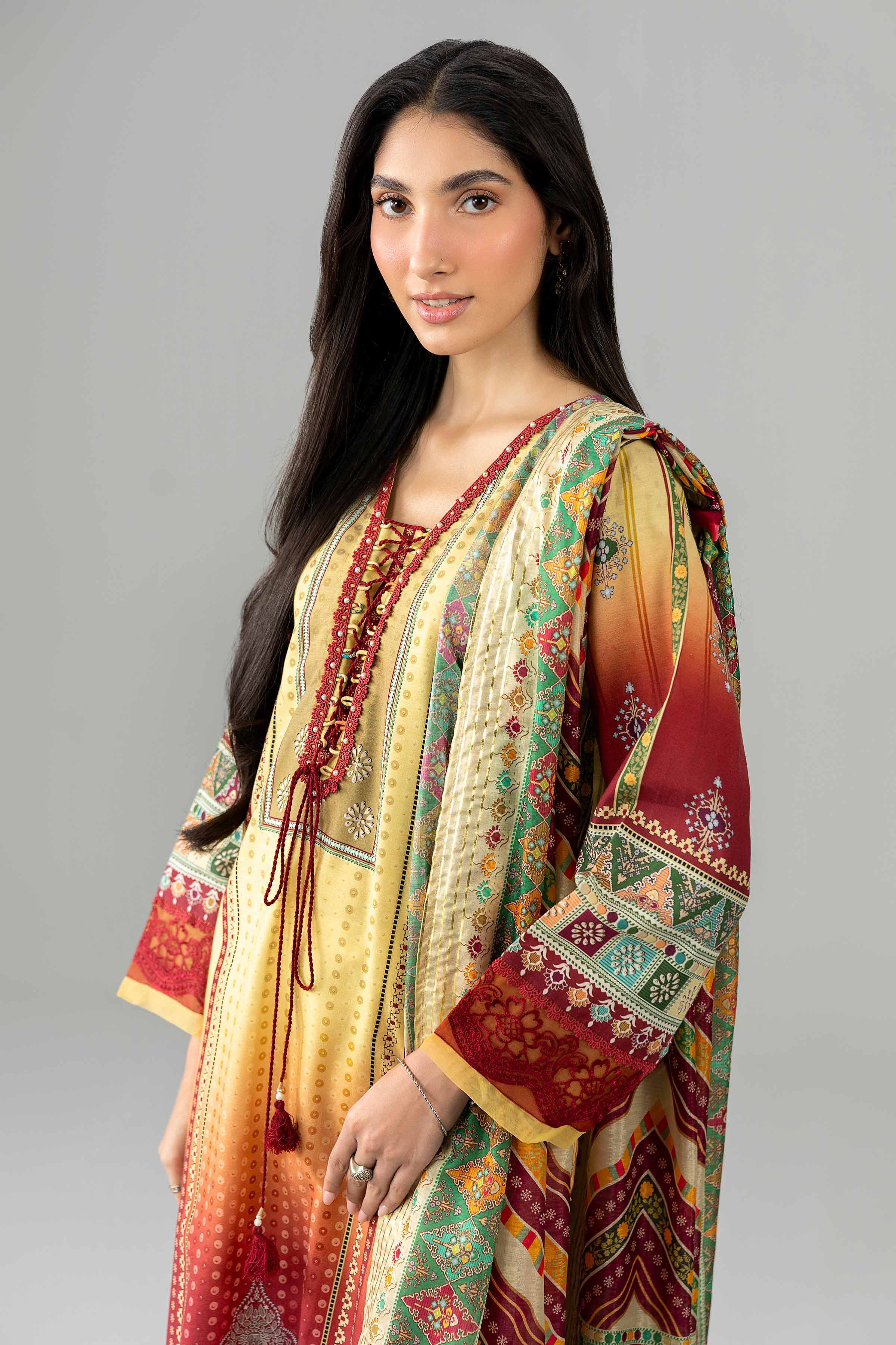 2 Piece - Printed Embroidered Suit - PE26-134