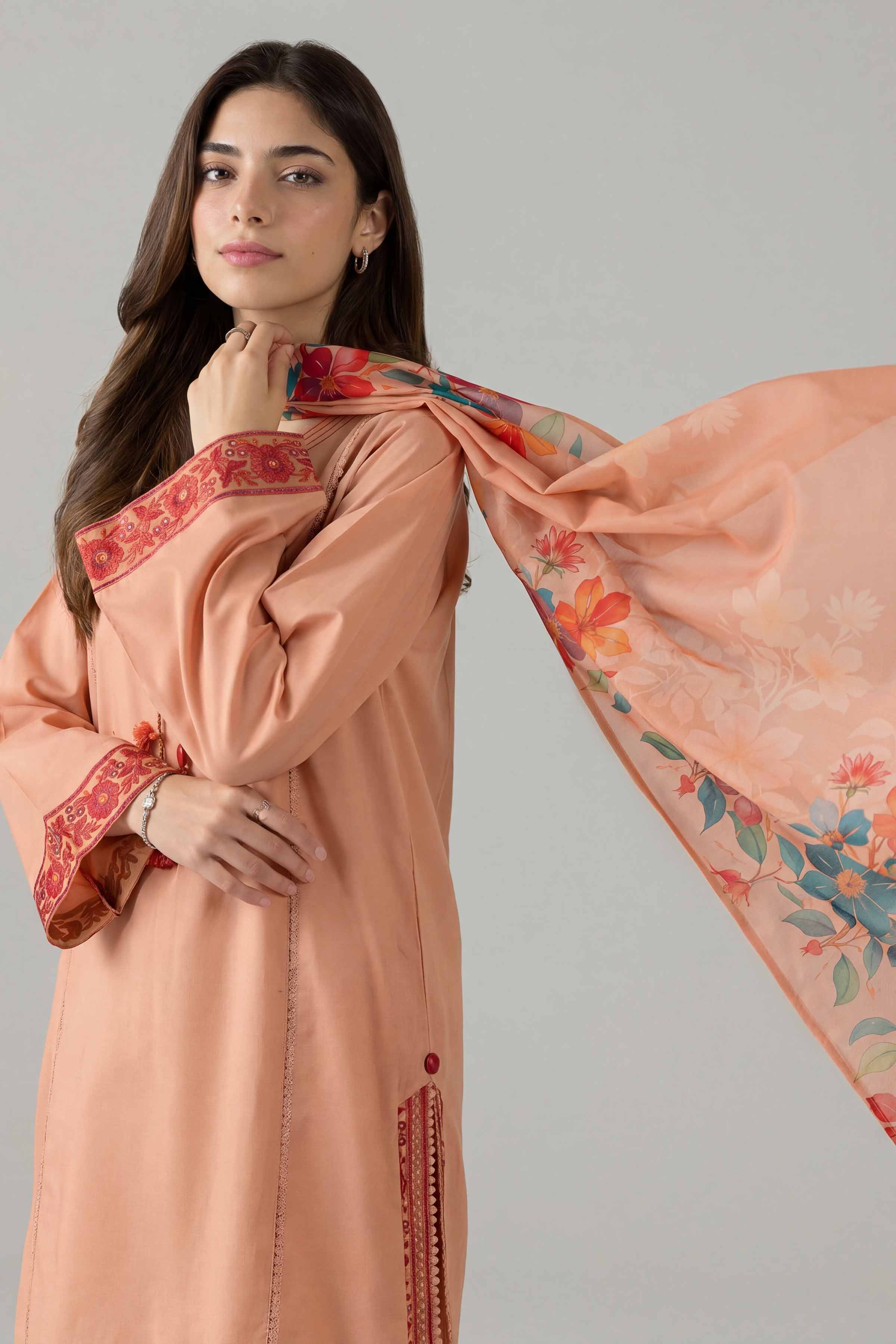 3 Piece - Printed Embroidered Suit - PE26-139