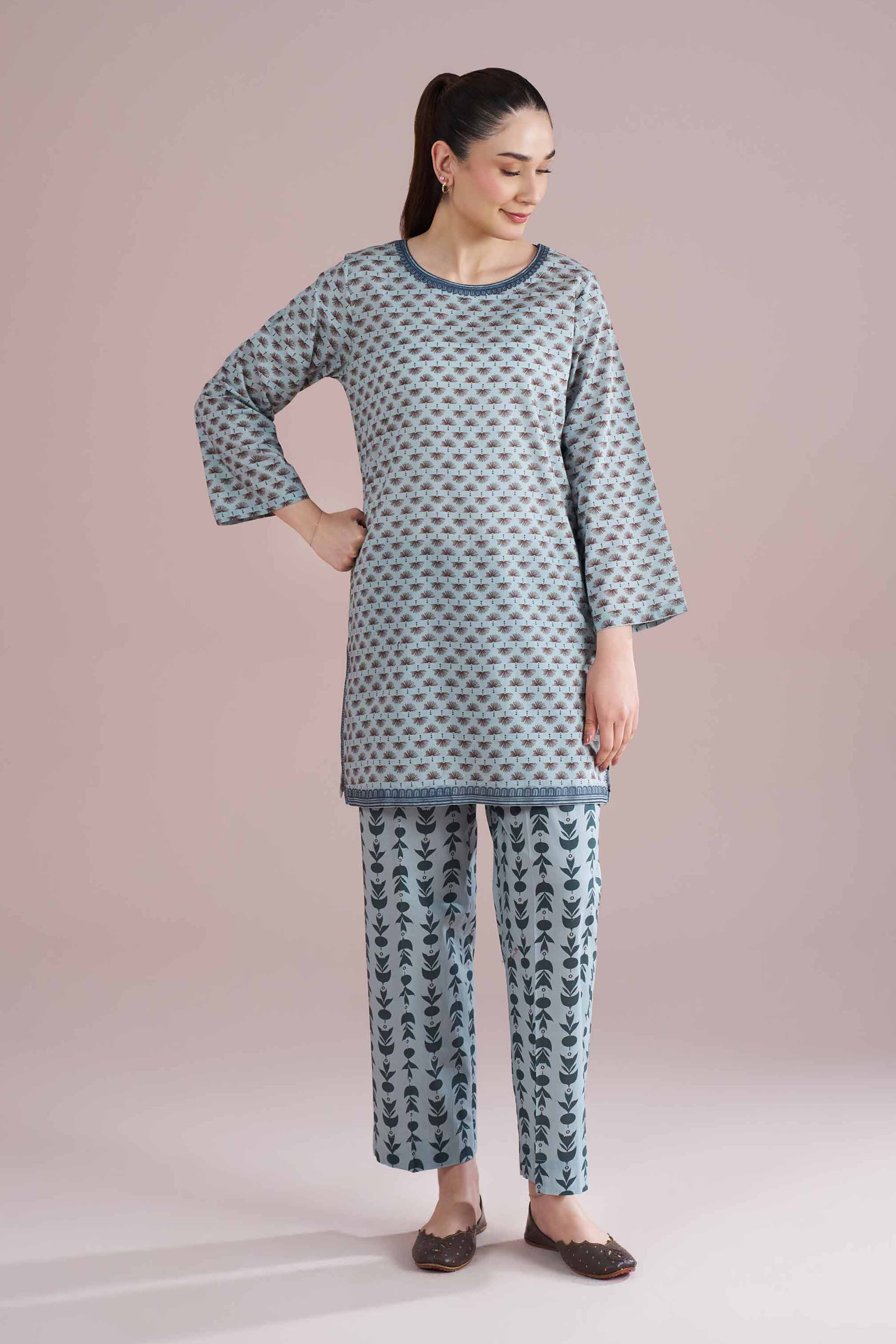 2 Piece - Printed Embroidered Suit - PE26-202