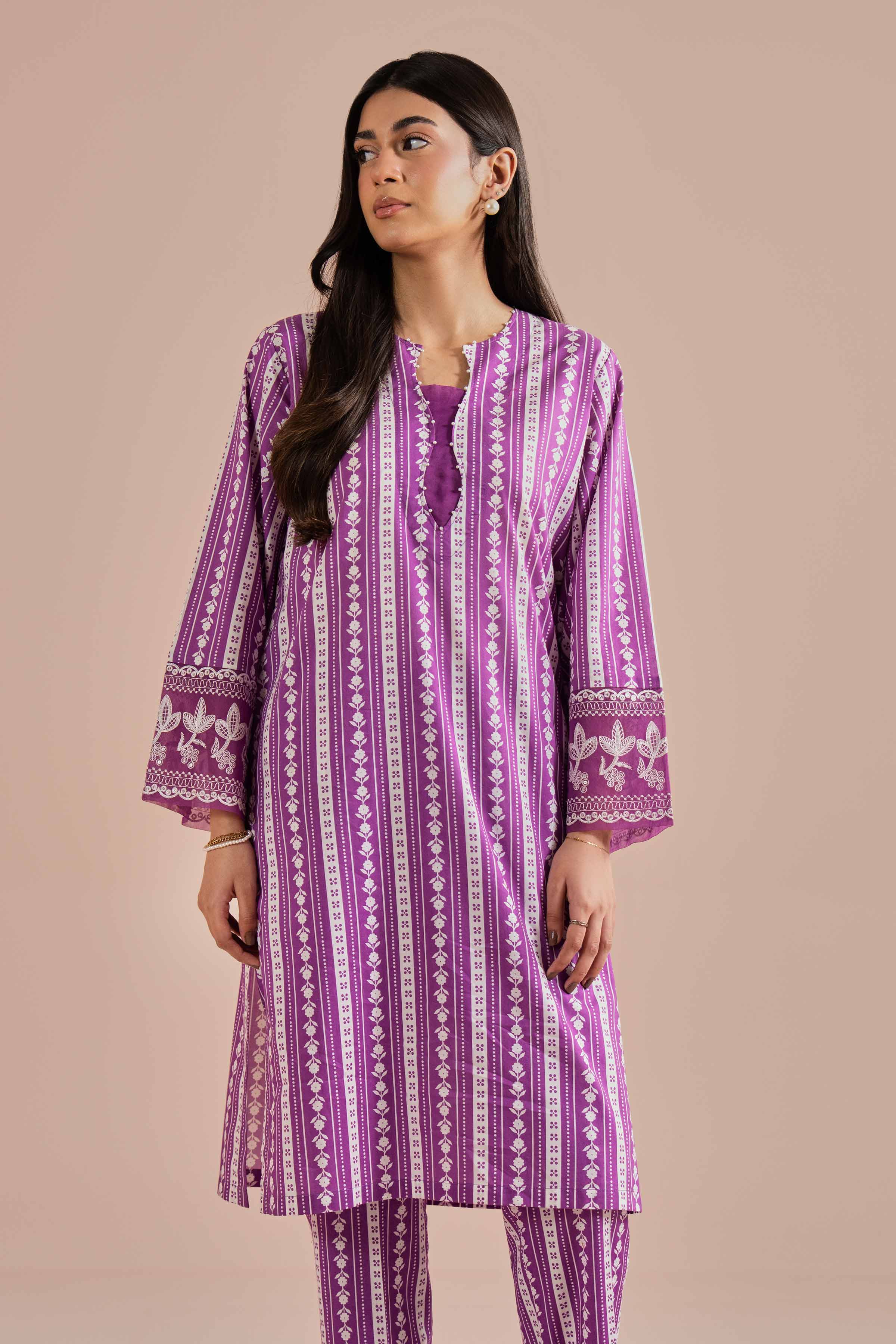 2 Piece - Printed Embroidered Suit - PE26-209