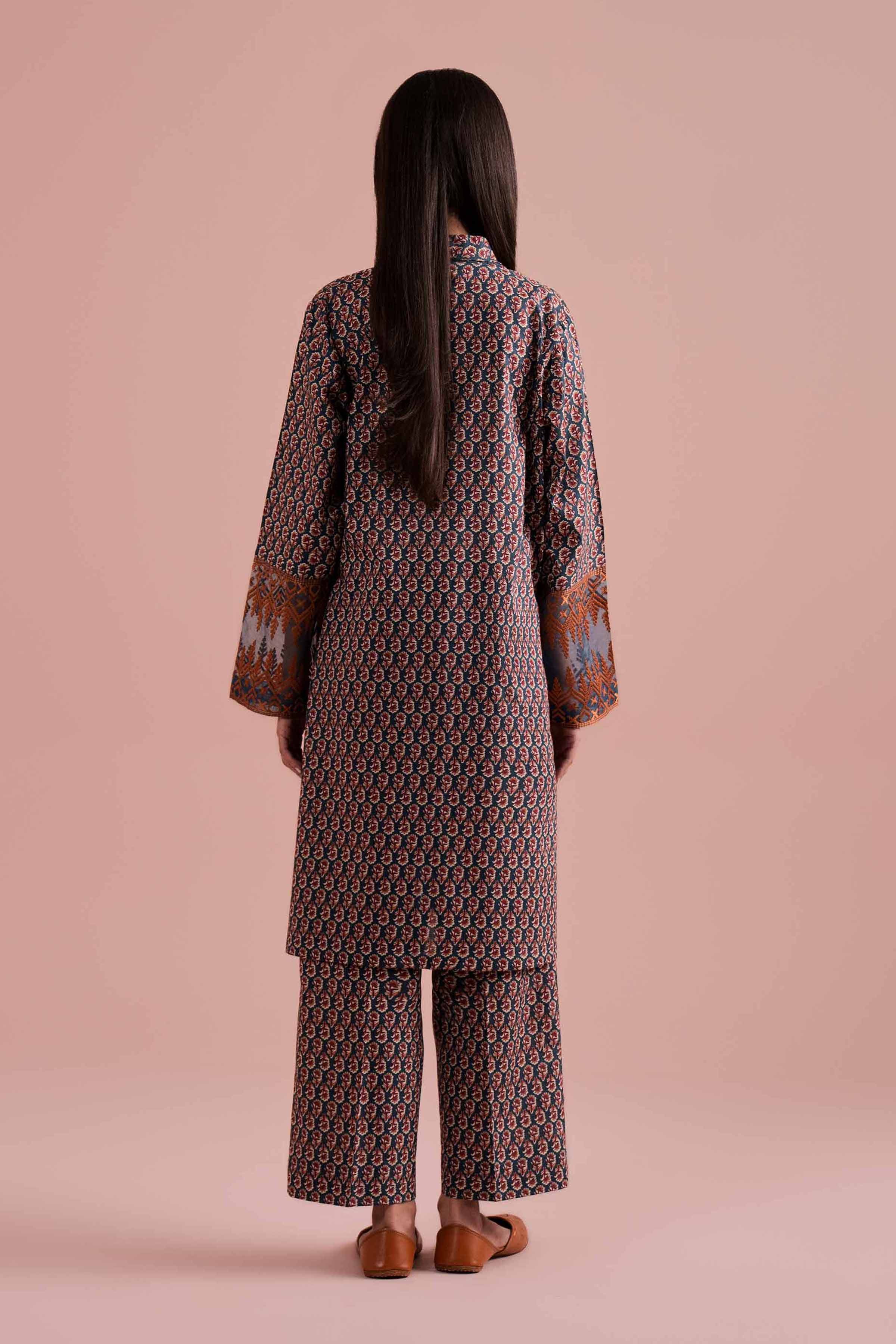 2 Piece - Printed Embroidered Suit - PE26-211